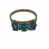 9kt Gold Ring with Diamonds and Turquoise Stones