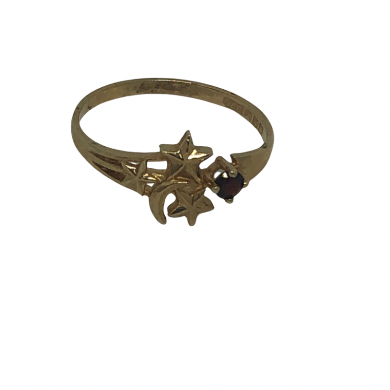 9kt Gold Moon &amp; Stars Ring