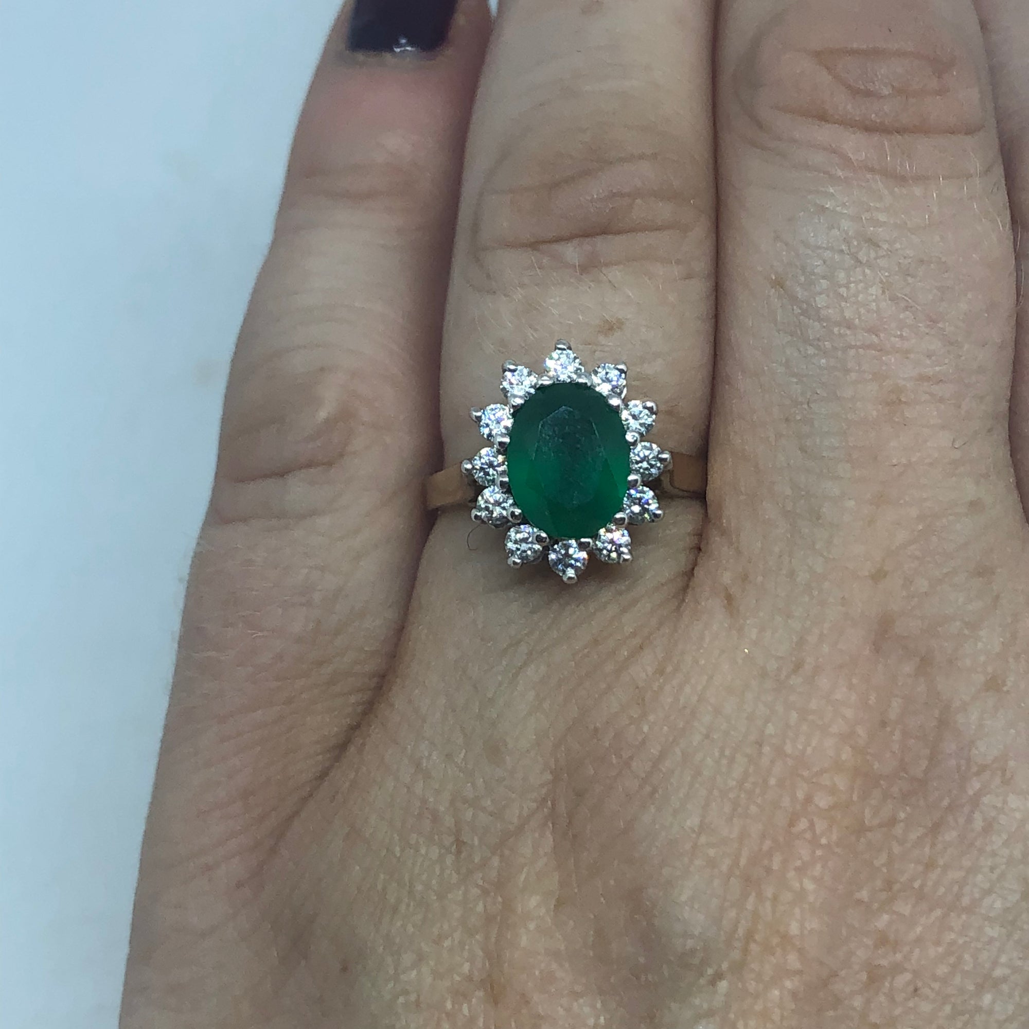 9ct Gold Green Cluster Ring