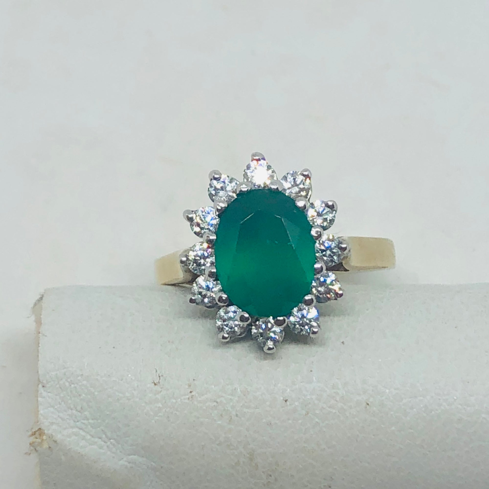 9ct Gold Green Cluster Ring