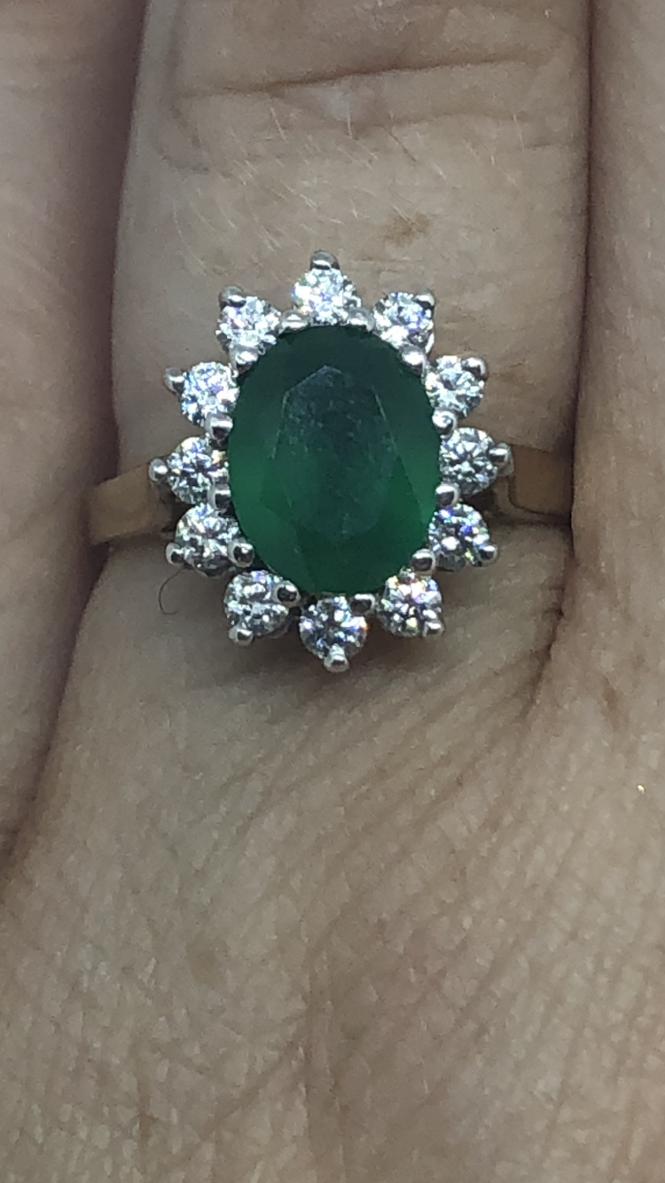 9ct Gold Green Cluster Ring