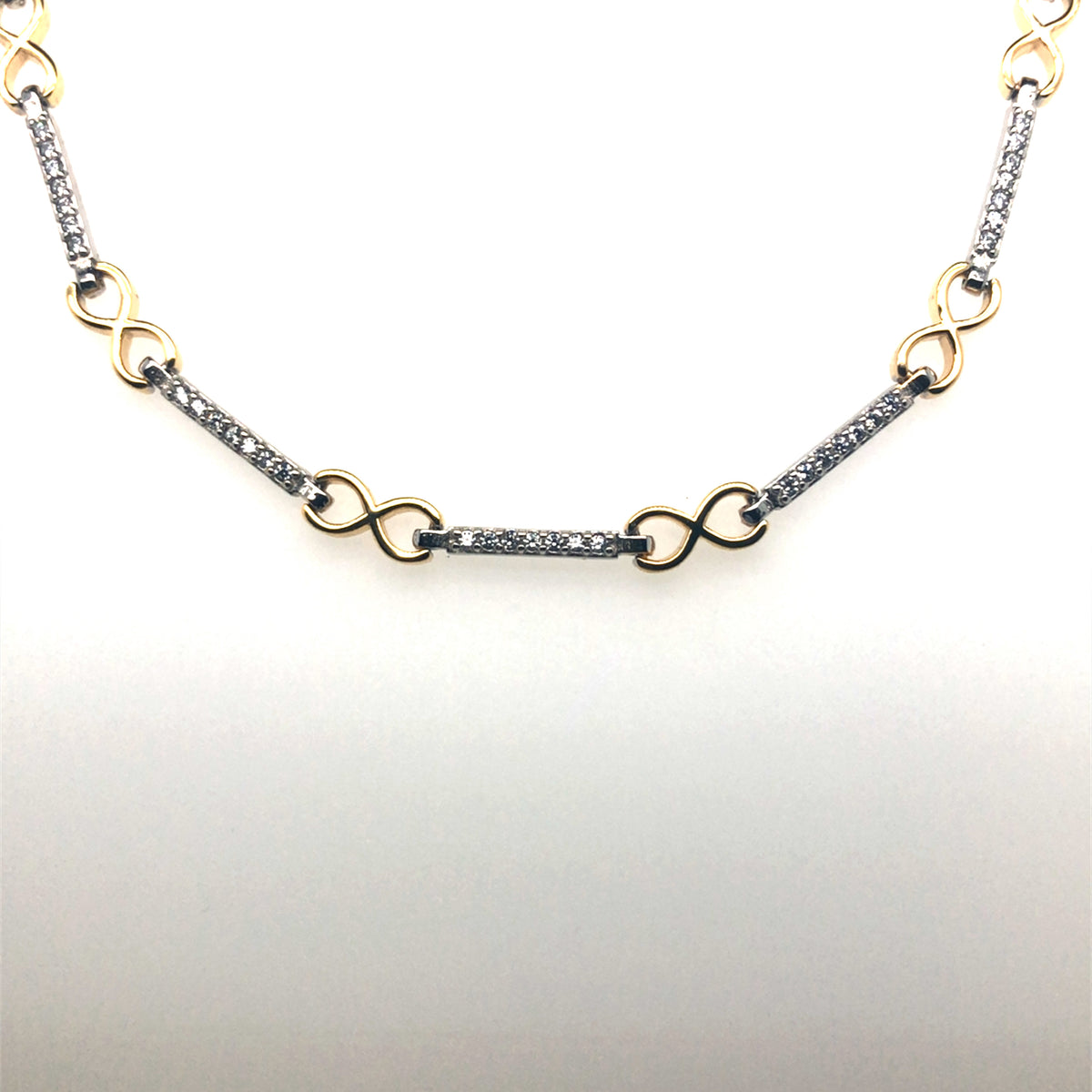 Sterling Silver Stone Set Necklace with Infinity Links