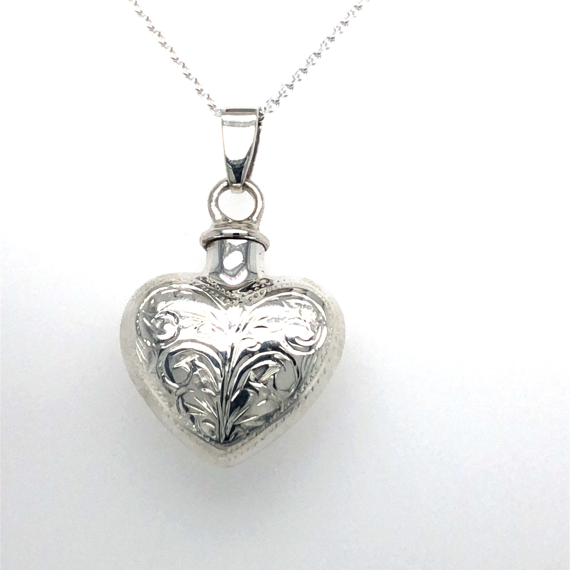 Sterling Silver Cremation Locket Heart Shaped