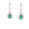 Sterling Silver Pear Shaped Drop Earrings with Green Stone