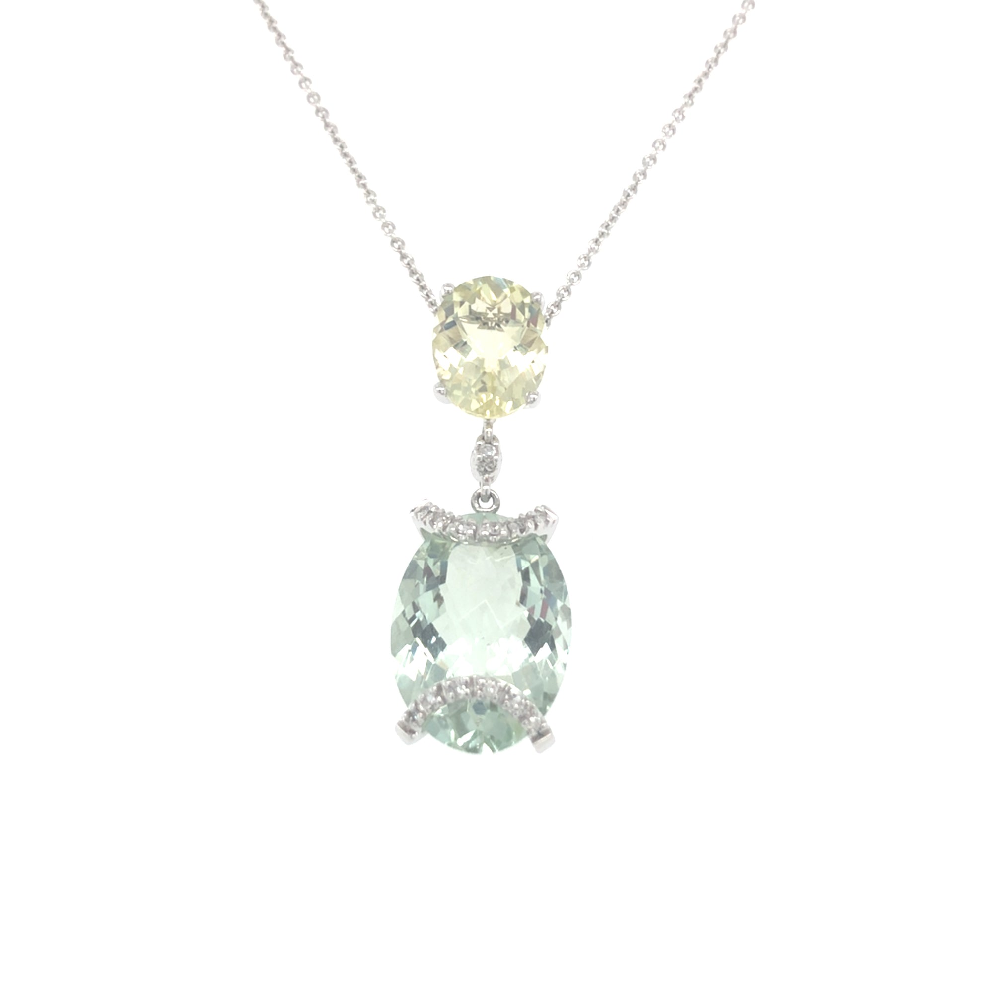 18kt White Gold Citrine &amp; Peridot Pendant with Diamonds