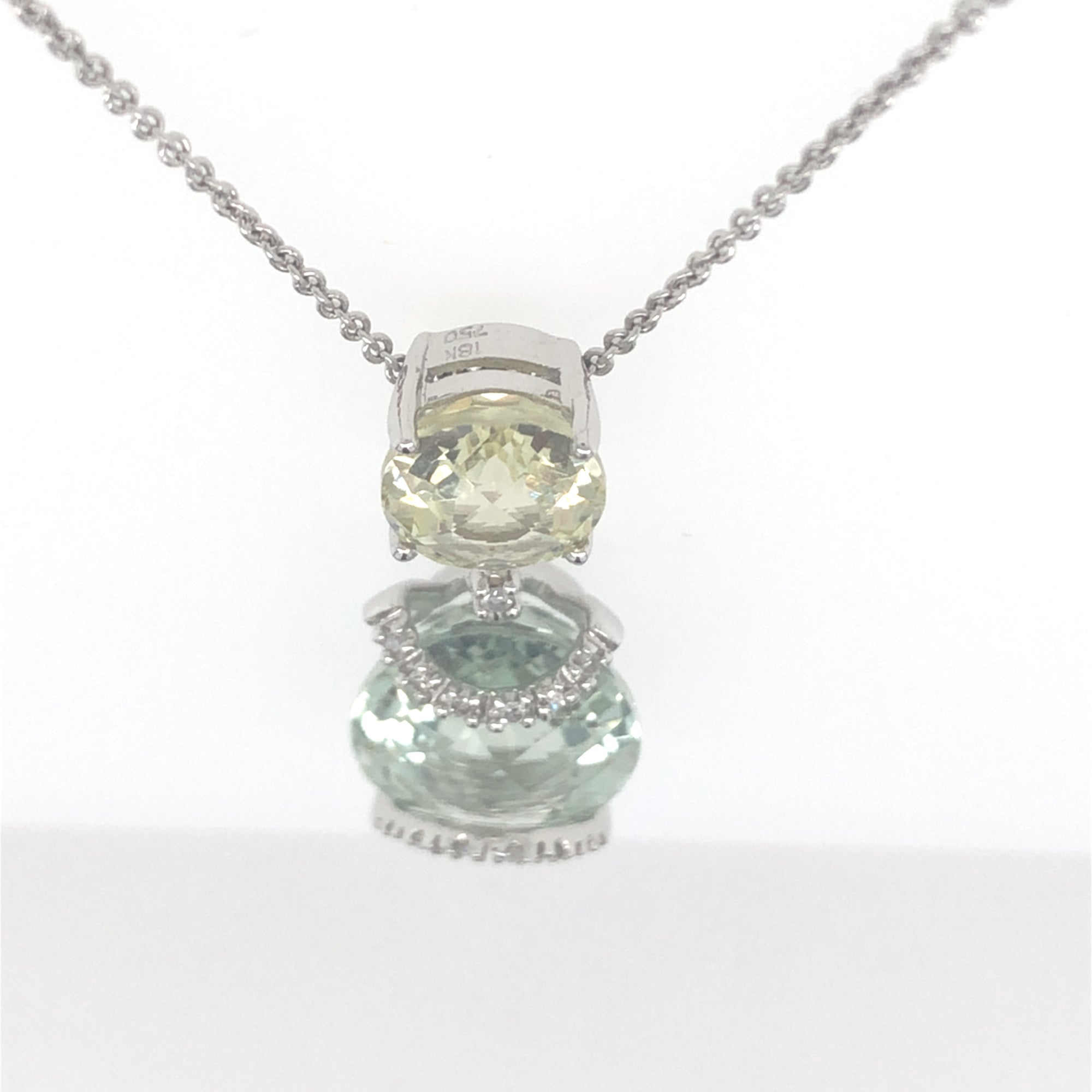 18kt White Gold Citrine &amp; Peridot Pendant with Diamonds