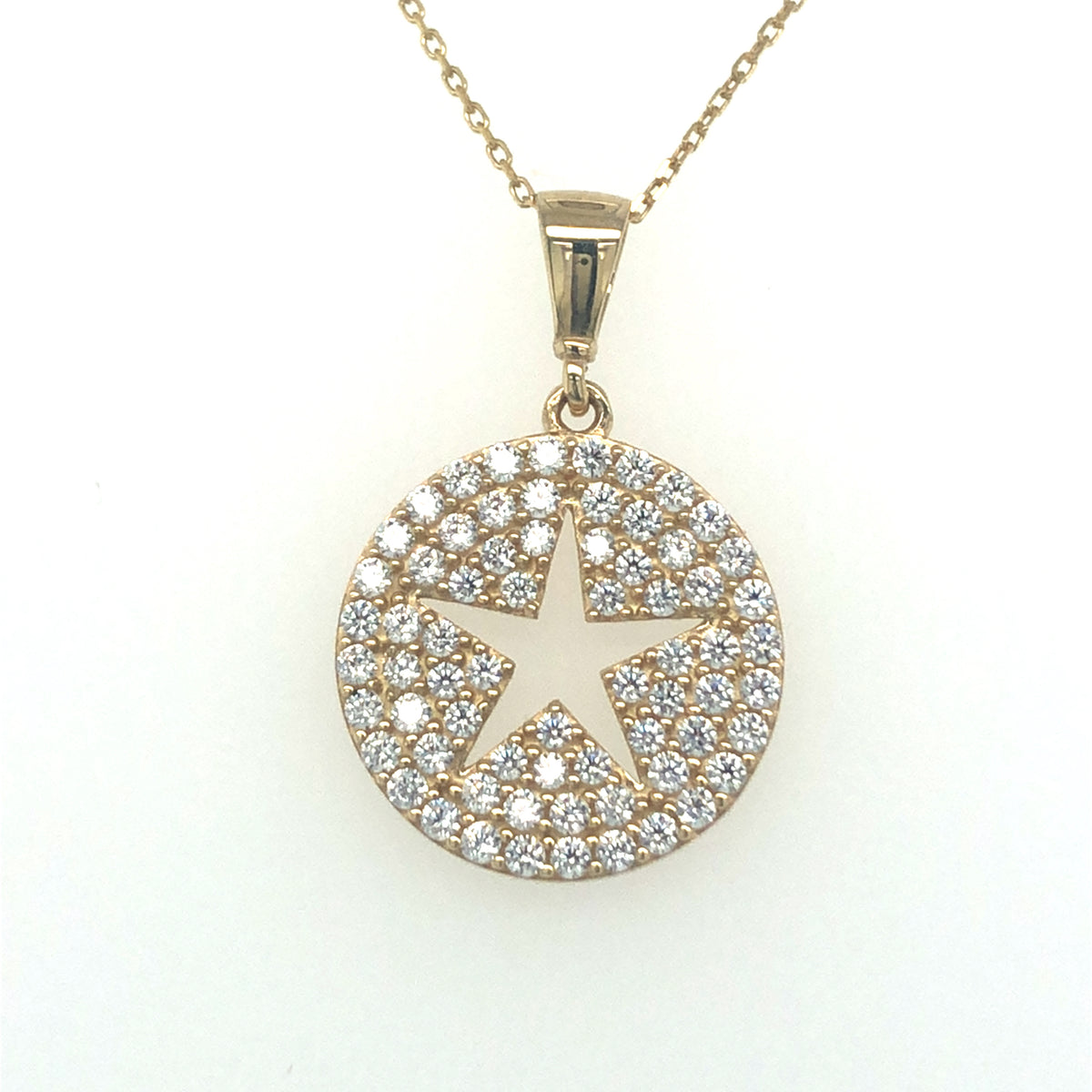 9kt Gold Stone Set Pendant with Star Cut Out Design