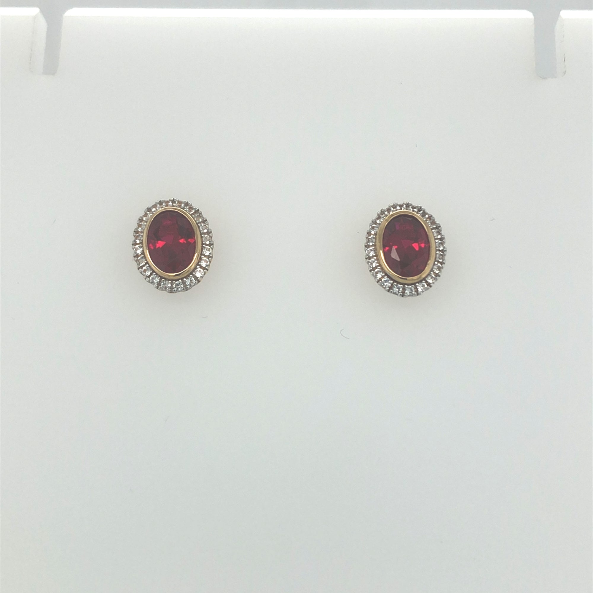 9ct Gold Syn Ruby and Diamond Earrings