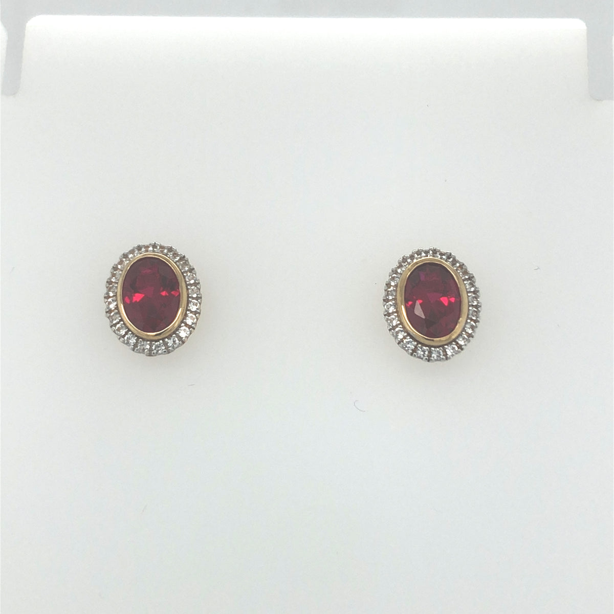 9ct Gold Syn Ruby and Diamond Earrings