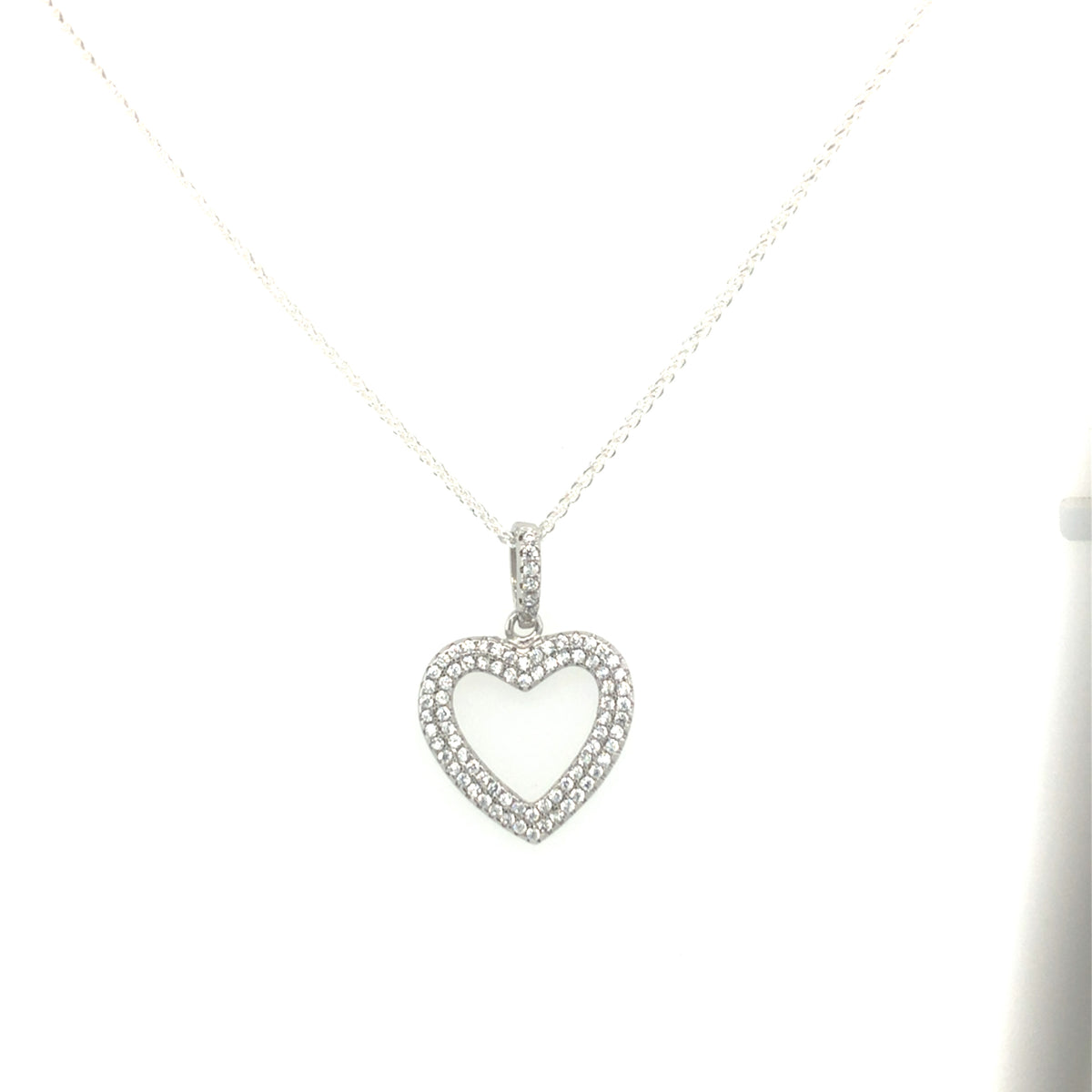 Sterling Silver Stone Set Heart Pendant