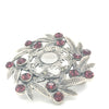 Sterling Silver Marcasite Brooch with Amethyst Coloured Stones