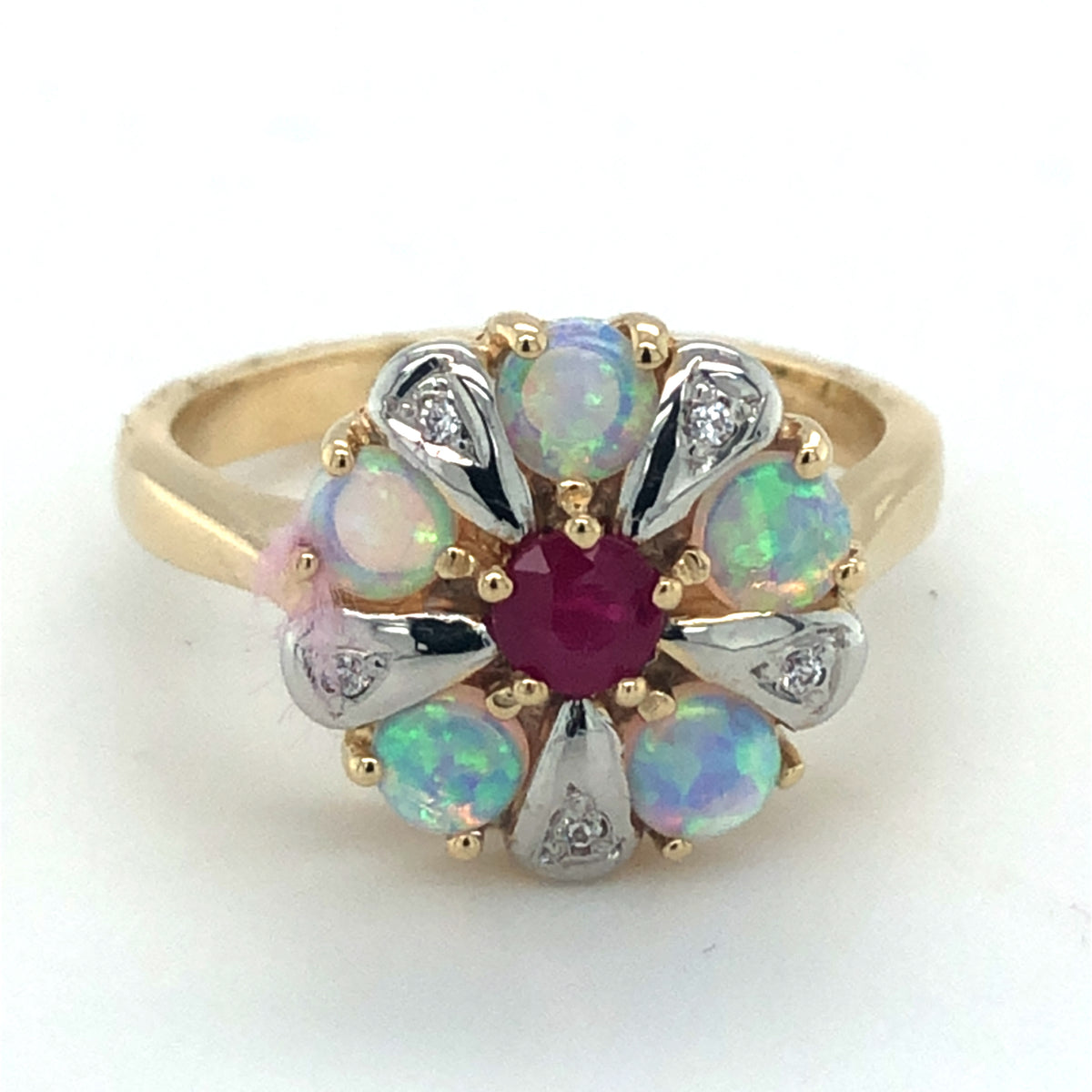 9kt Gold Ruby &amp; Opal Ring