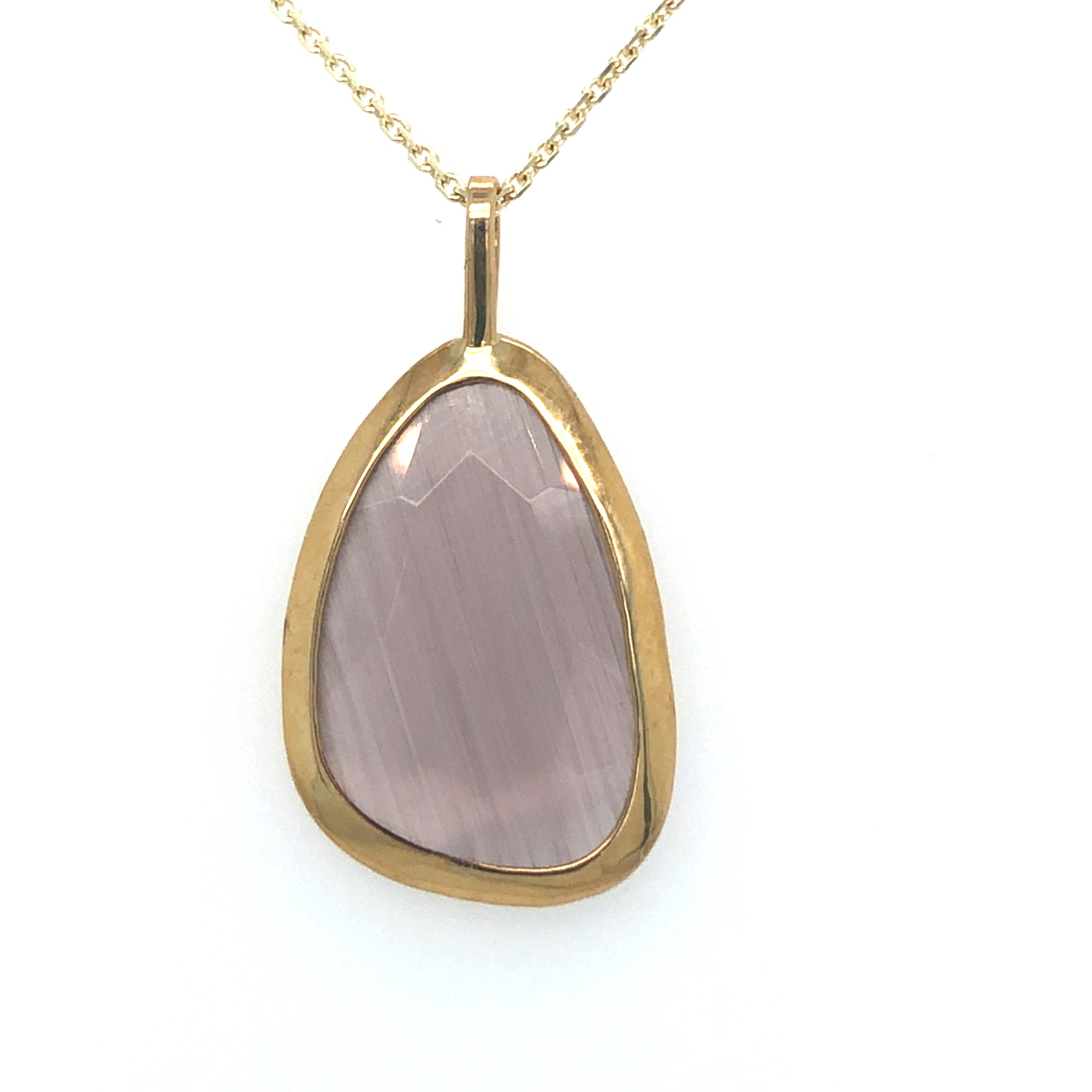 9kt Gold Necklace &amp; Earrings with Plum Eye Stone