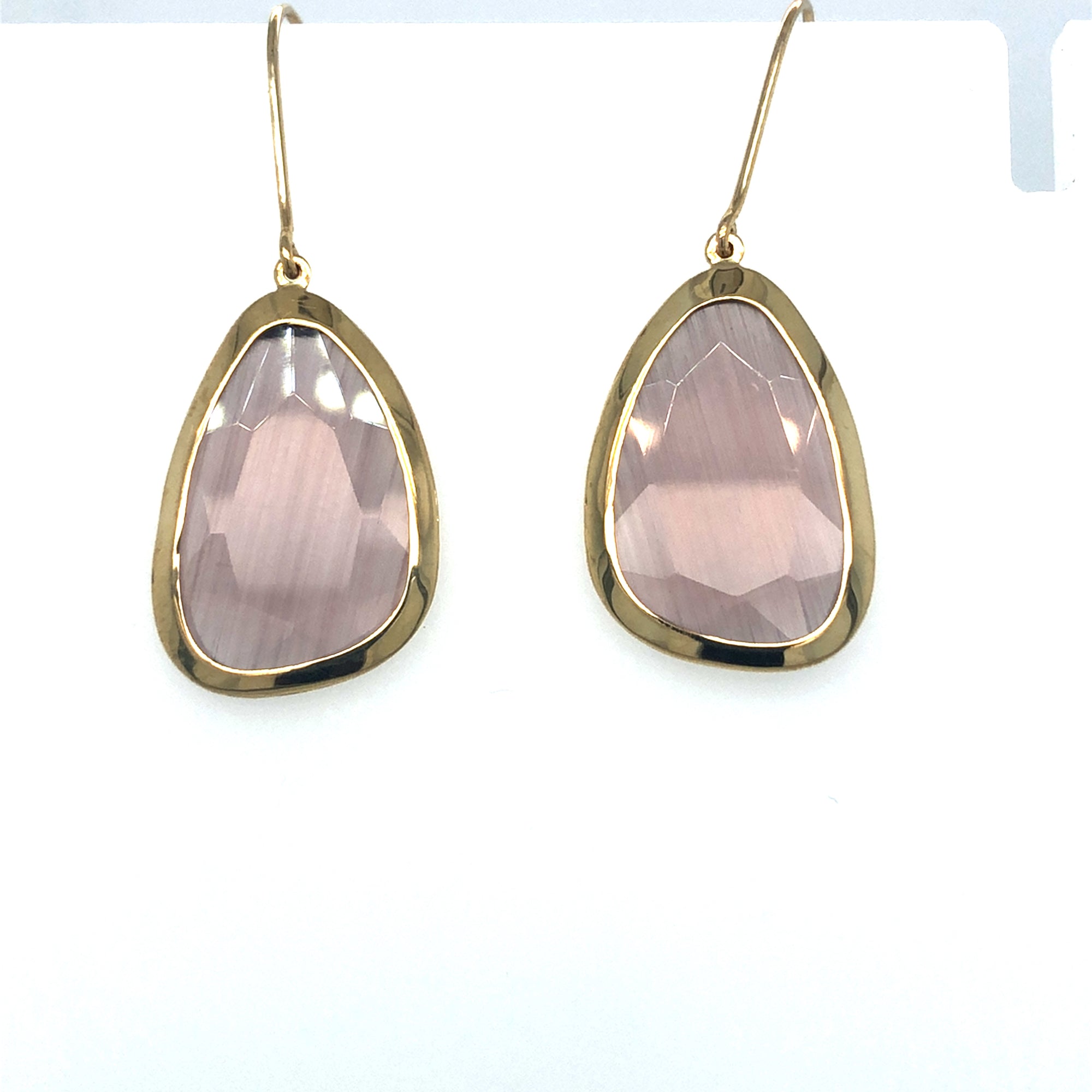 9kt Gold Necklace &amp; Earrings with Plum Eye Stone