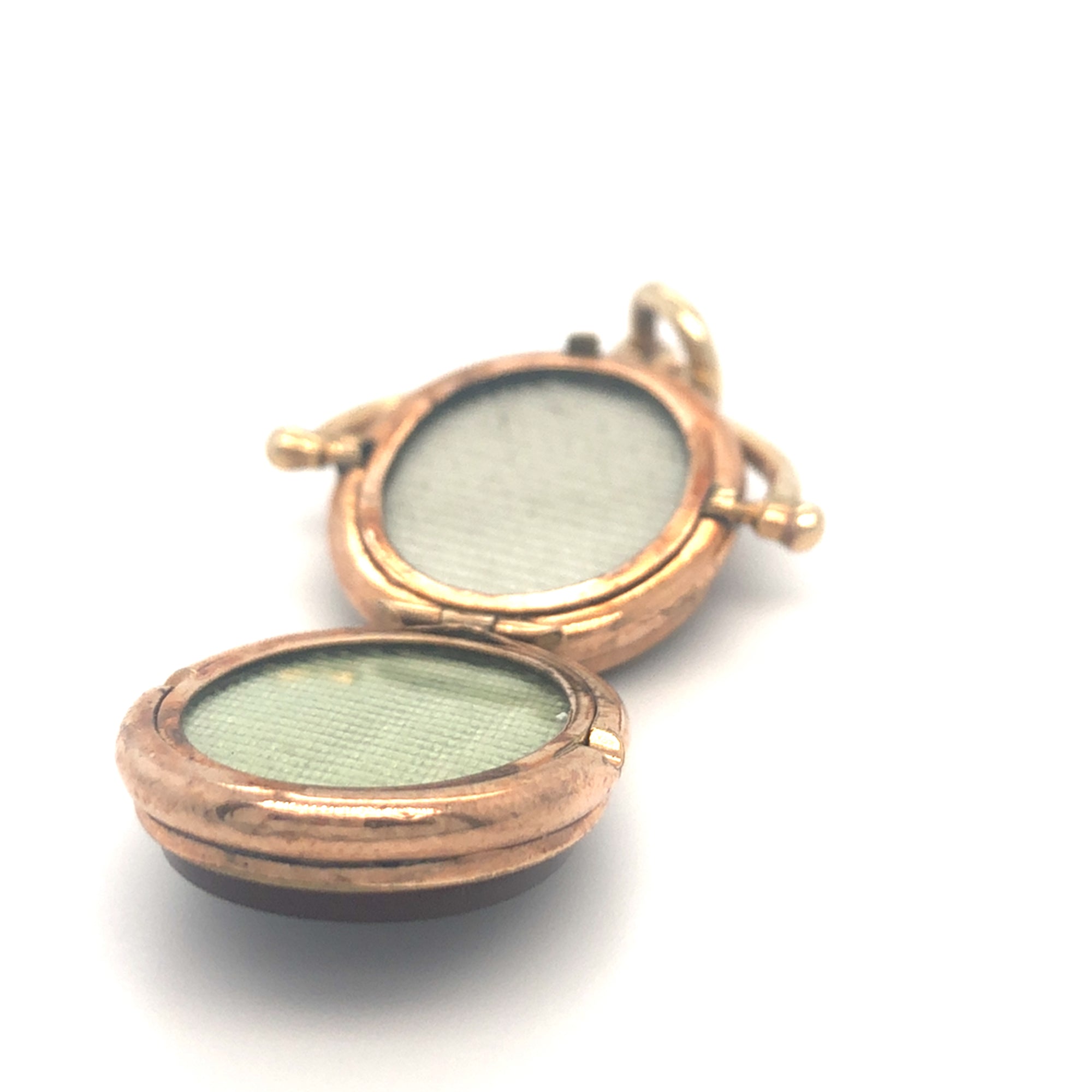 Antique Rose Gold Locket with Blood Stone &amp; Cornelian Stone