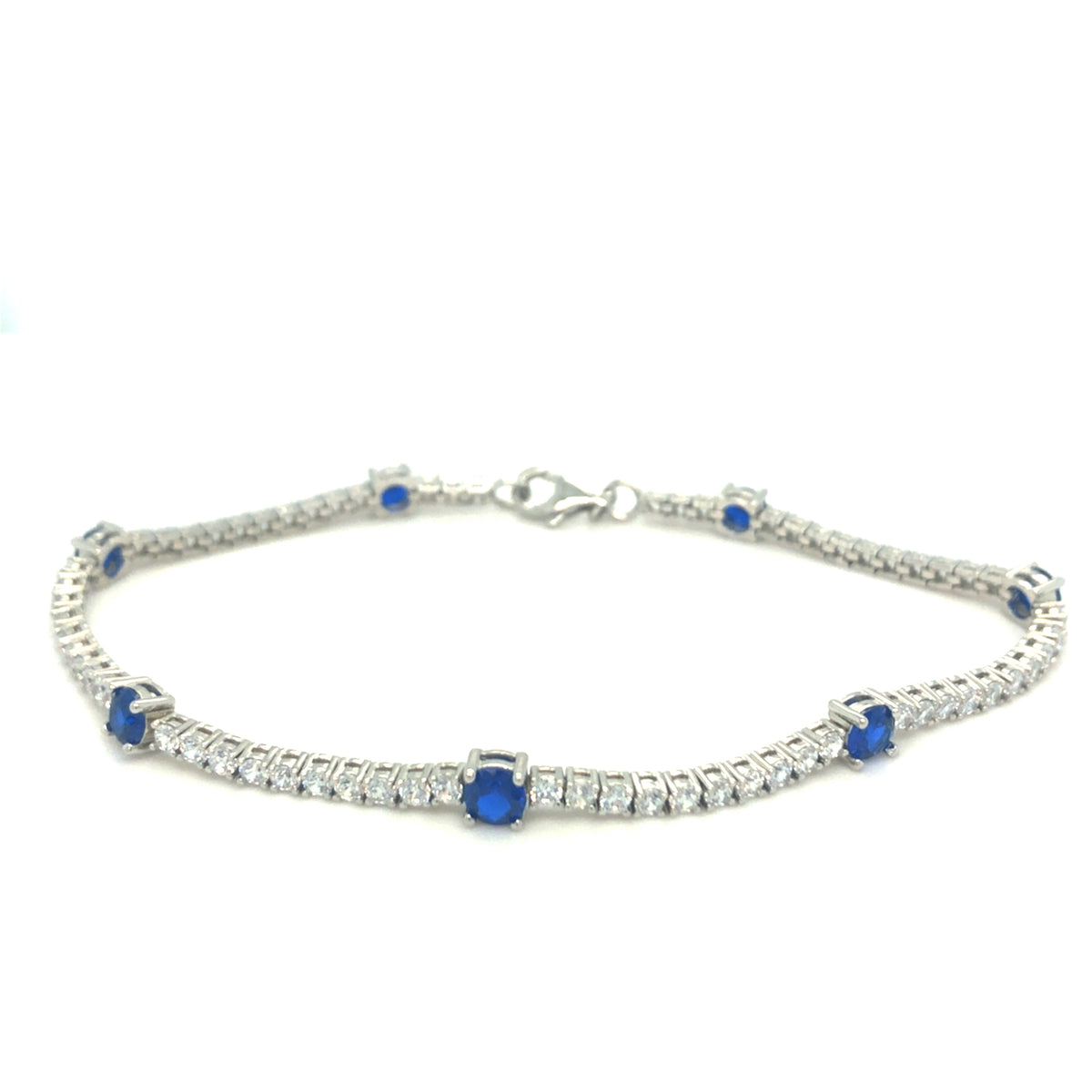 Sterling Silver Stone set Bracelet with Blue Stones