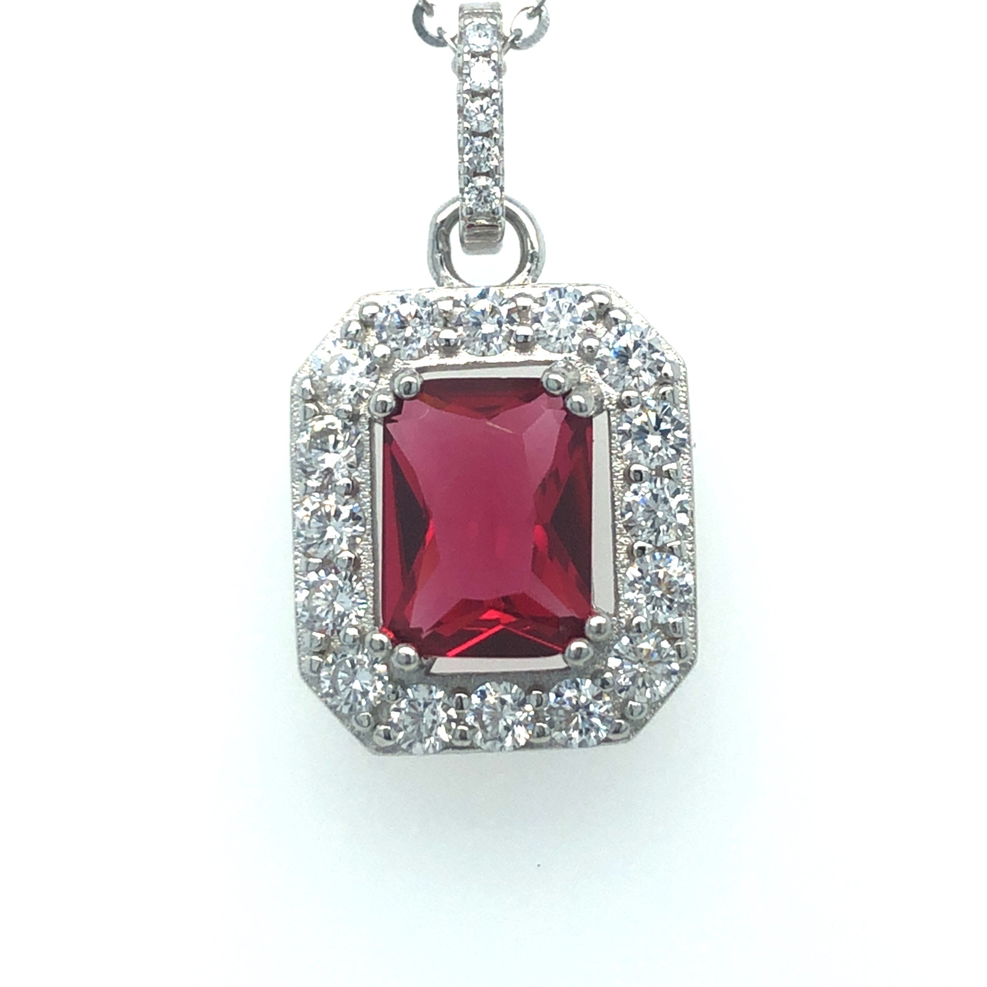 Sterling Silver Pendant with a Red Stone