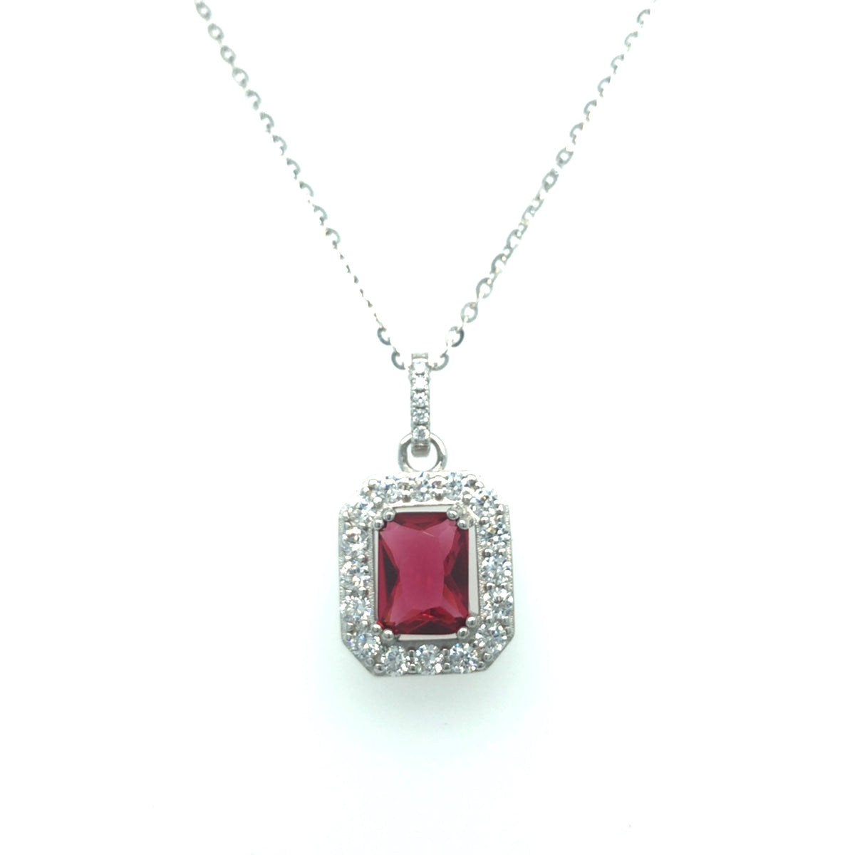 Sterling Silver Pendant with a Red Stone
