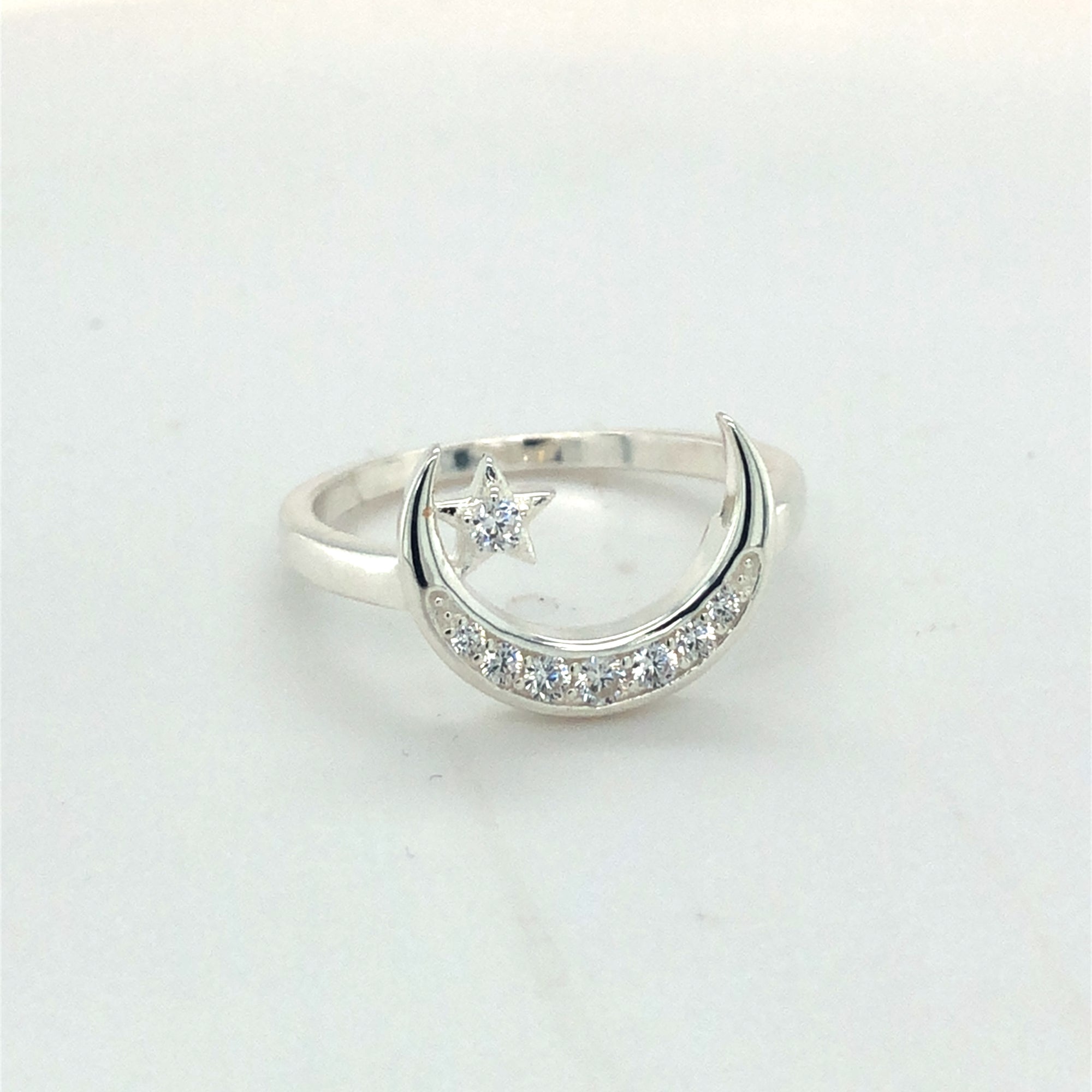 Sterling Silver Moon &amp; Star Ring