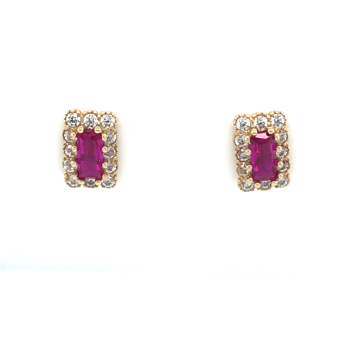 9ct Gold Rectangle Ruby Earrings