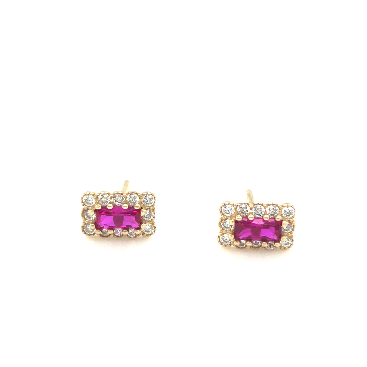 9ct Gold Rectangle Ruby Earrings