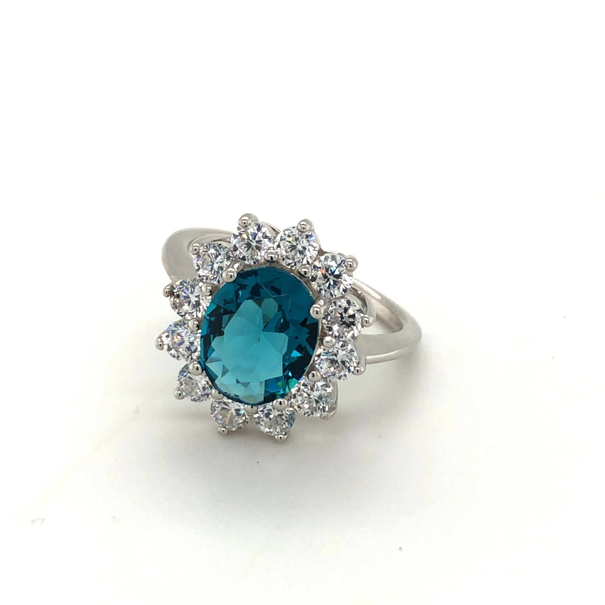 Sterling Silver Blue Topaz Cluster Ring