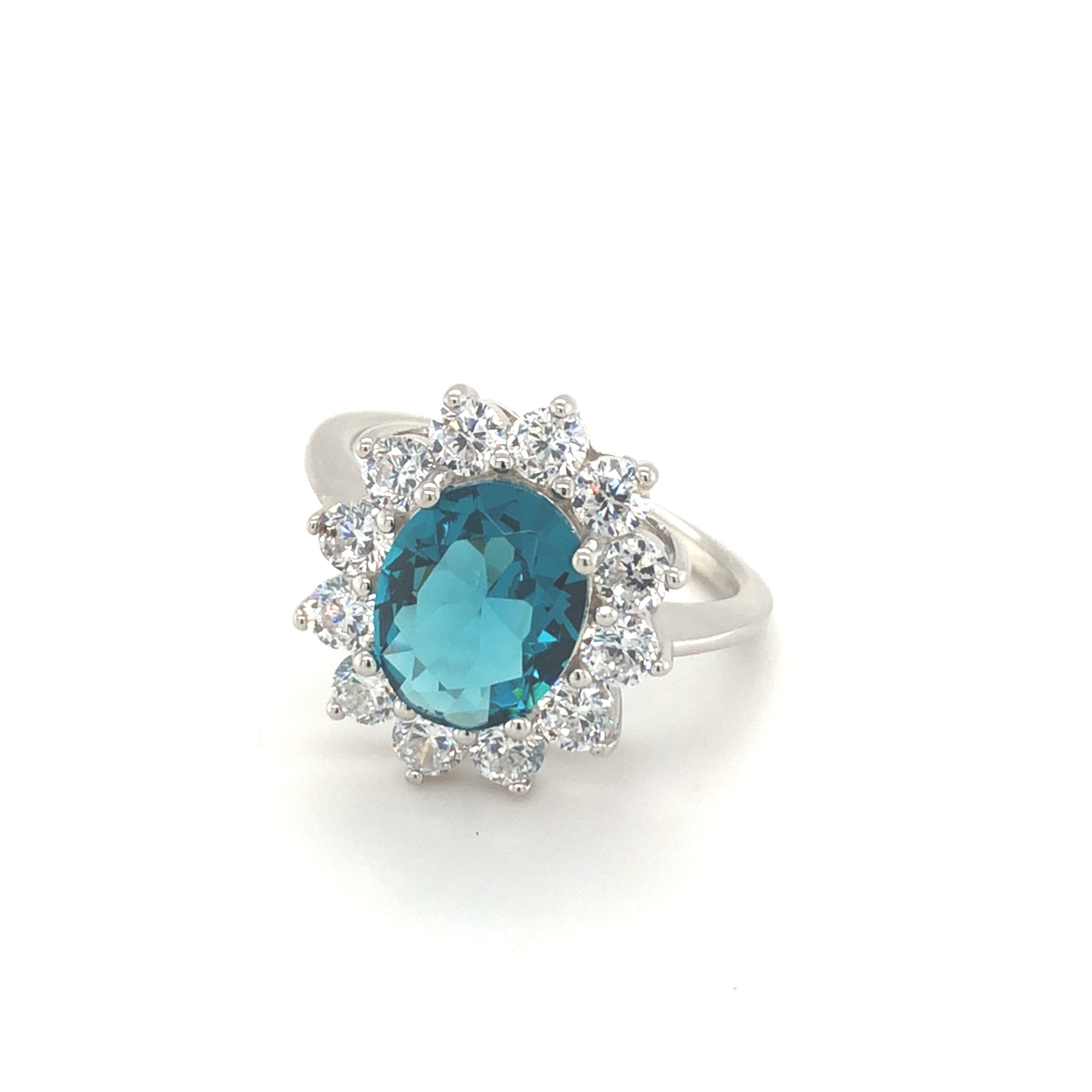 Sterling Silver Blue Topaz Cluster Ring