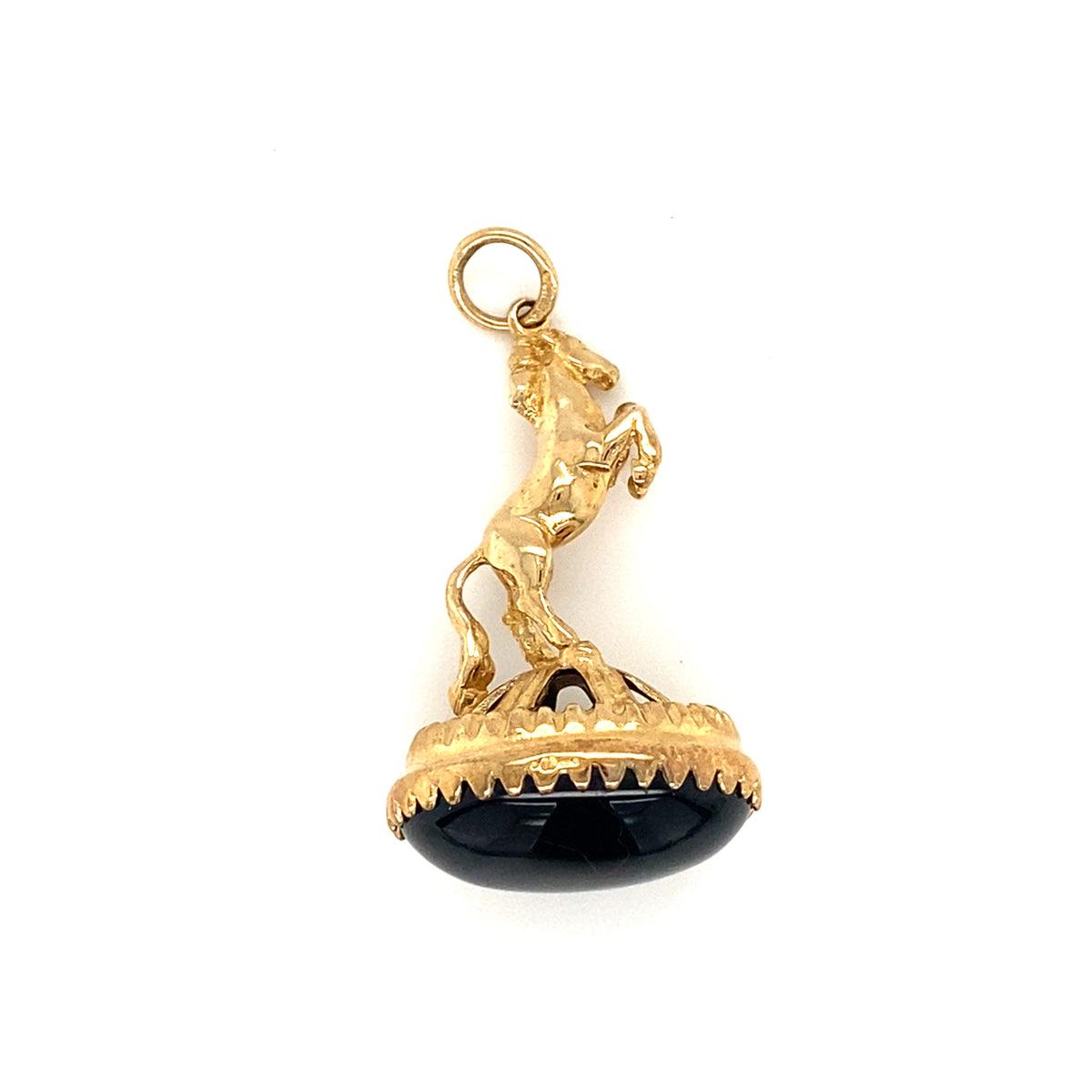 9ct Gold Onyx Horse Fob