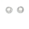 Sterling Silver Pearl Earrings with a Stone Set Halo