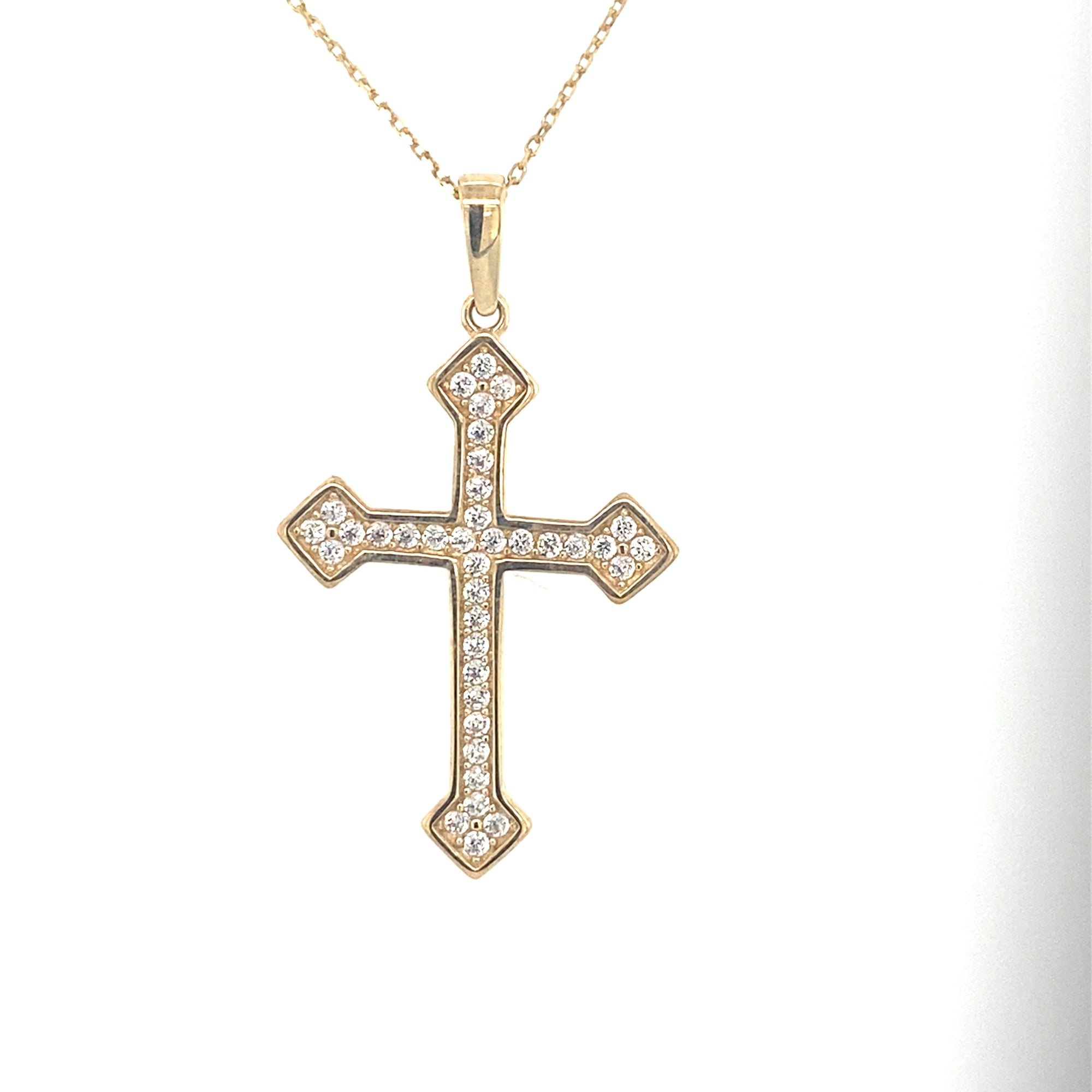 9ct Gold Stone set Cross
