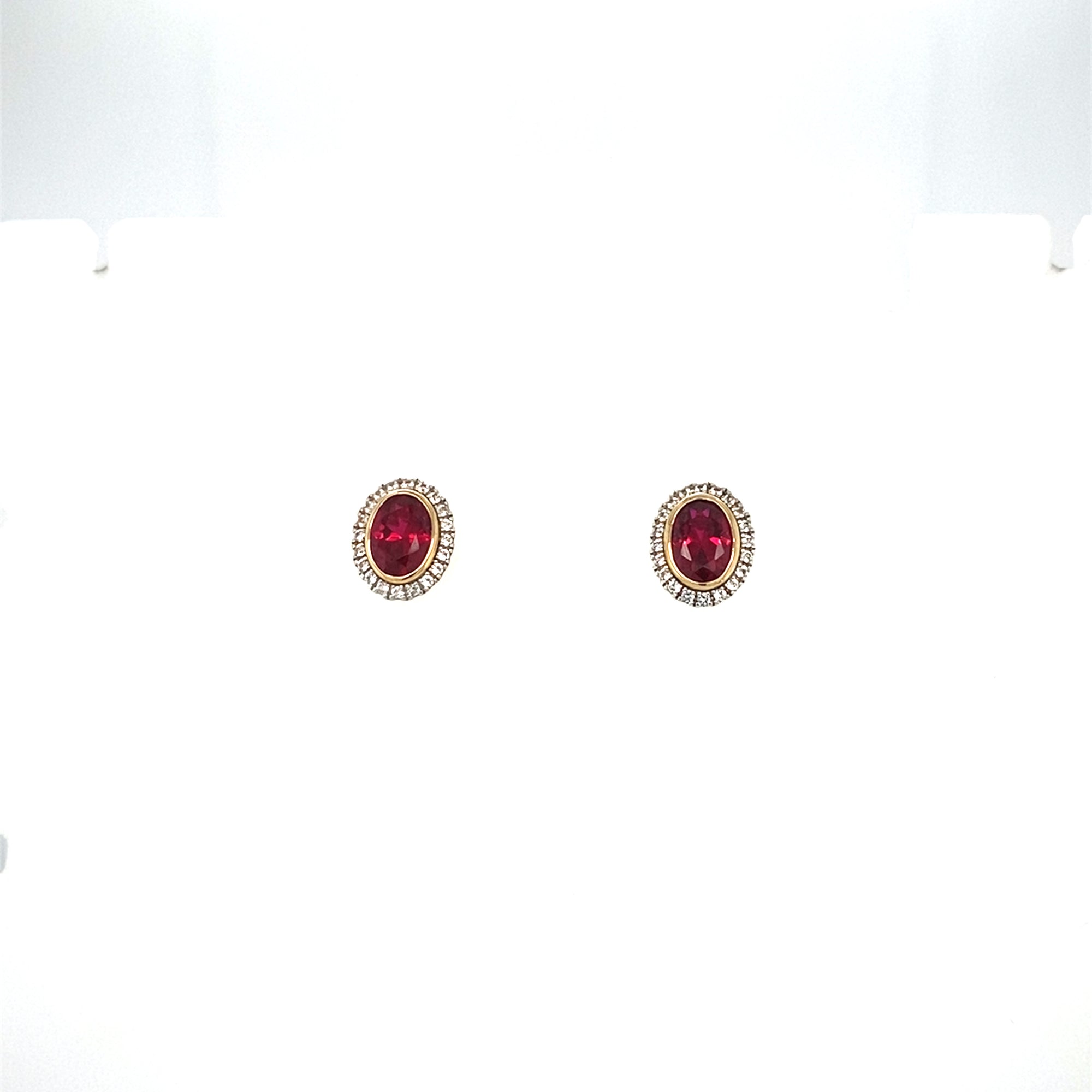 9ct Gold Diamond &amp; Ruby Earrings