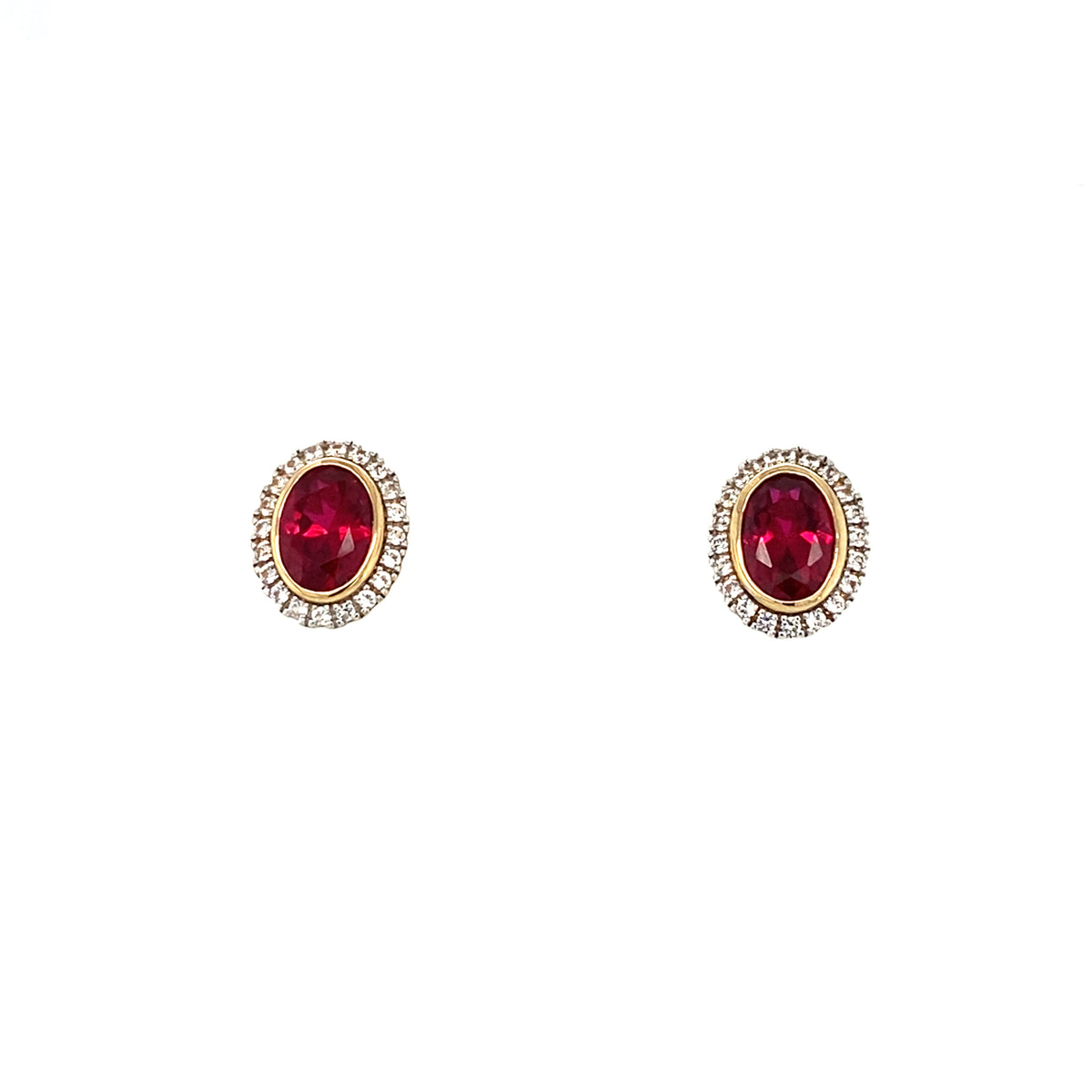 9ct Gold Diamond &amp; Ruby Earrings