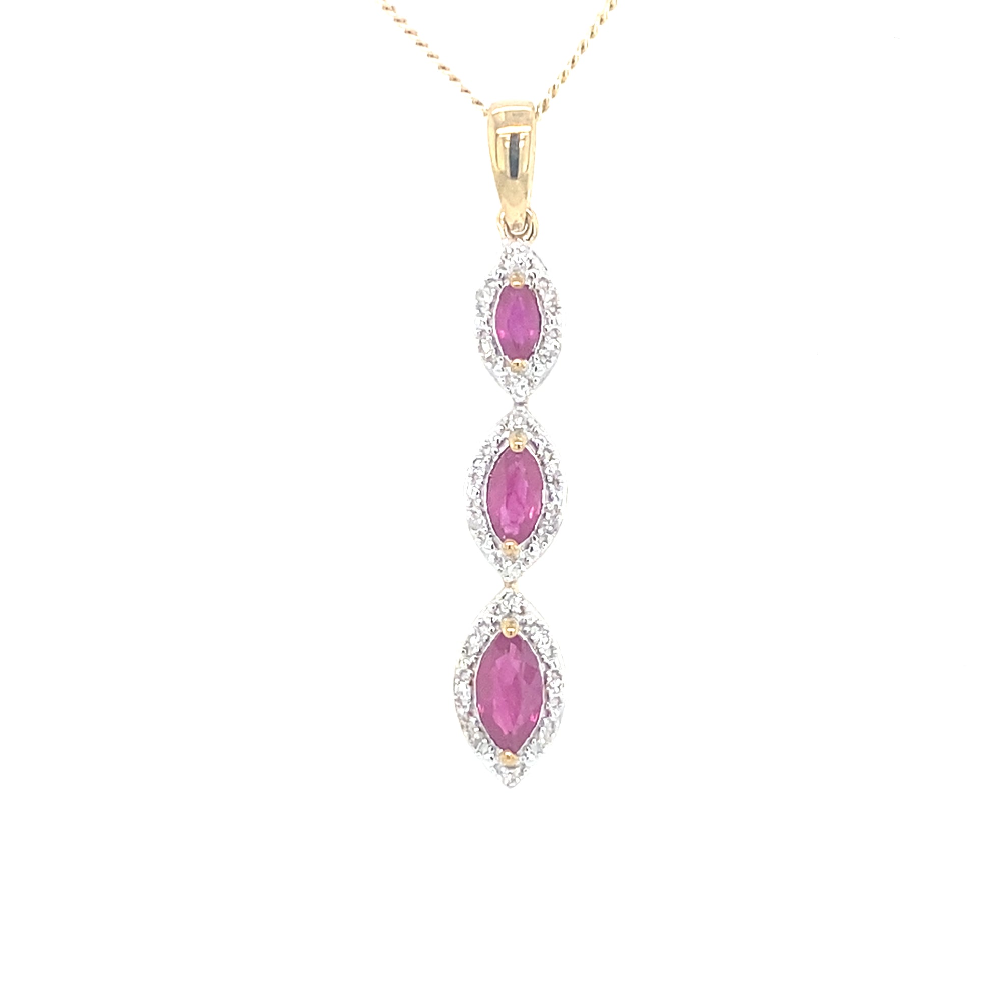 9kt Gold Ruby &amp; Diamond Pendant