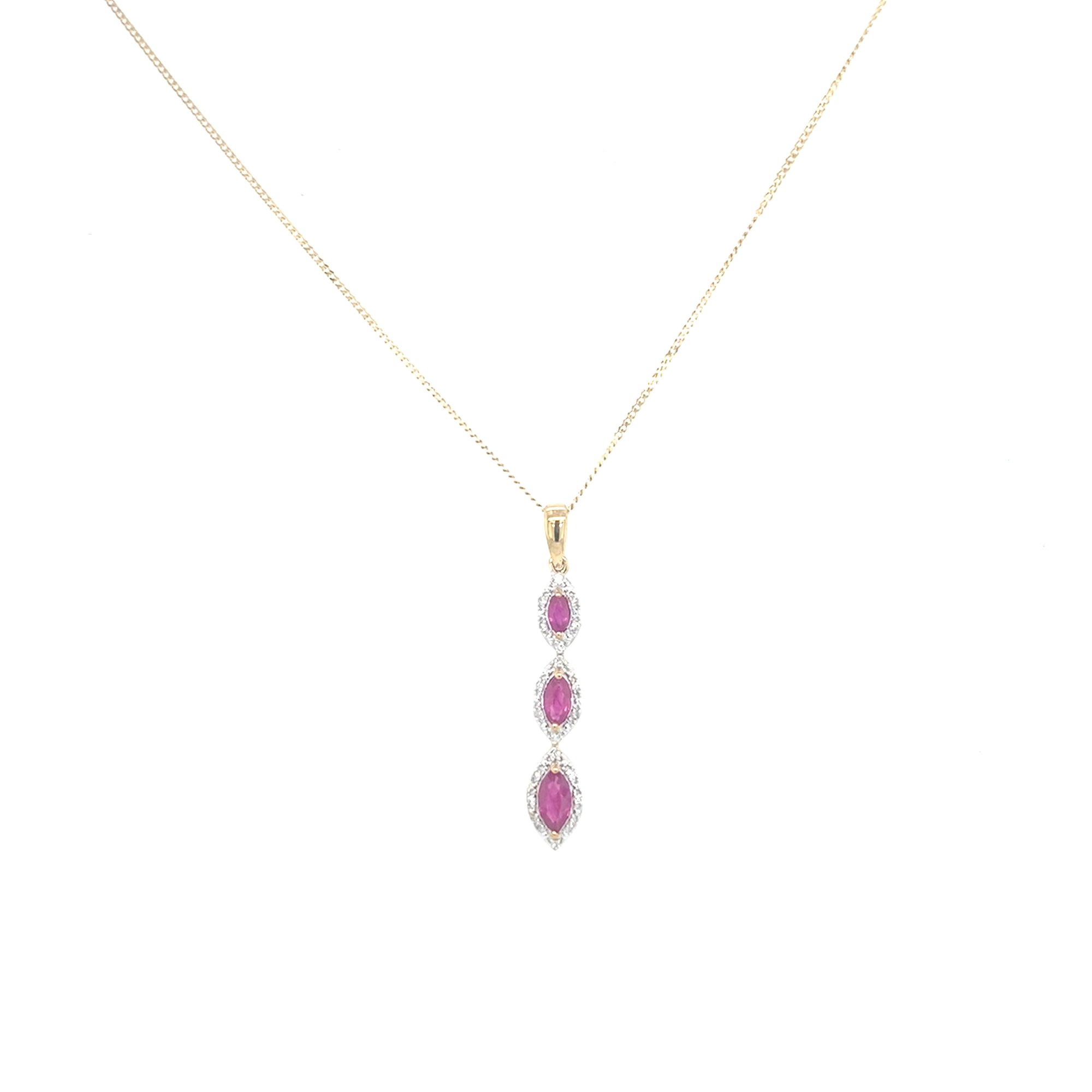 9kt Gold Ruby &amp; Diamond Pendant