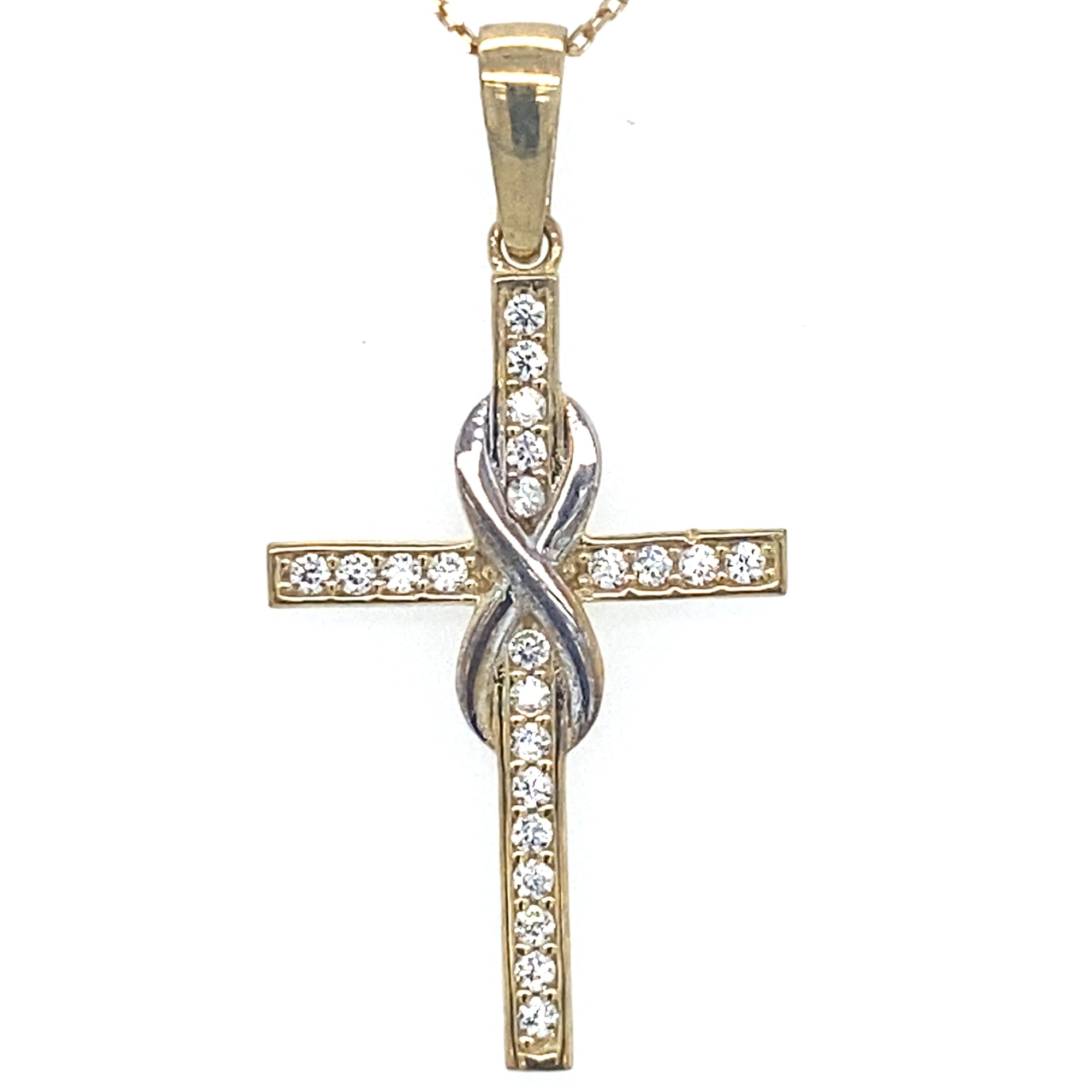 9kt Gold Stone set Cross