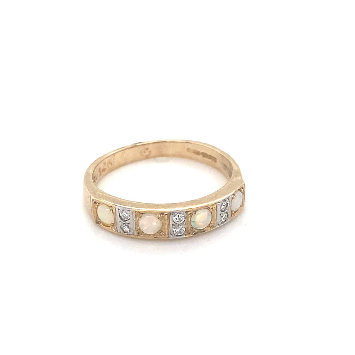 9kt Gold Handmade Opal &amp; Diamond Ring