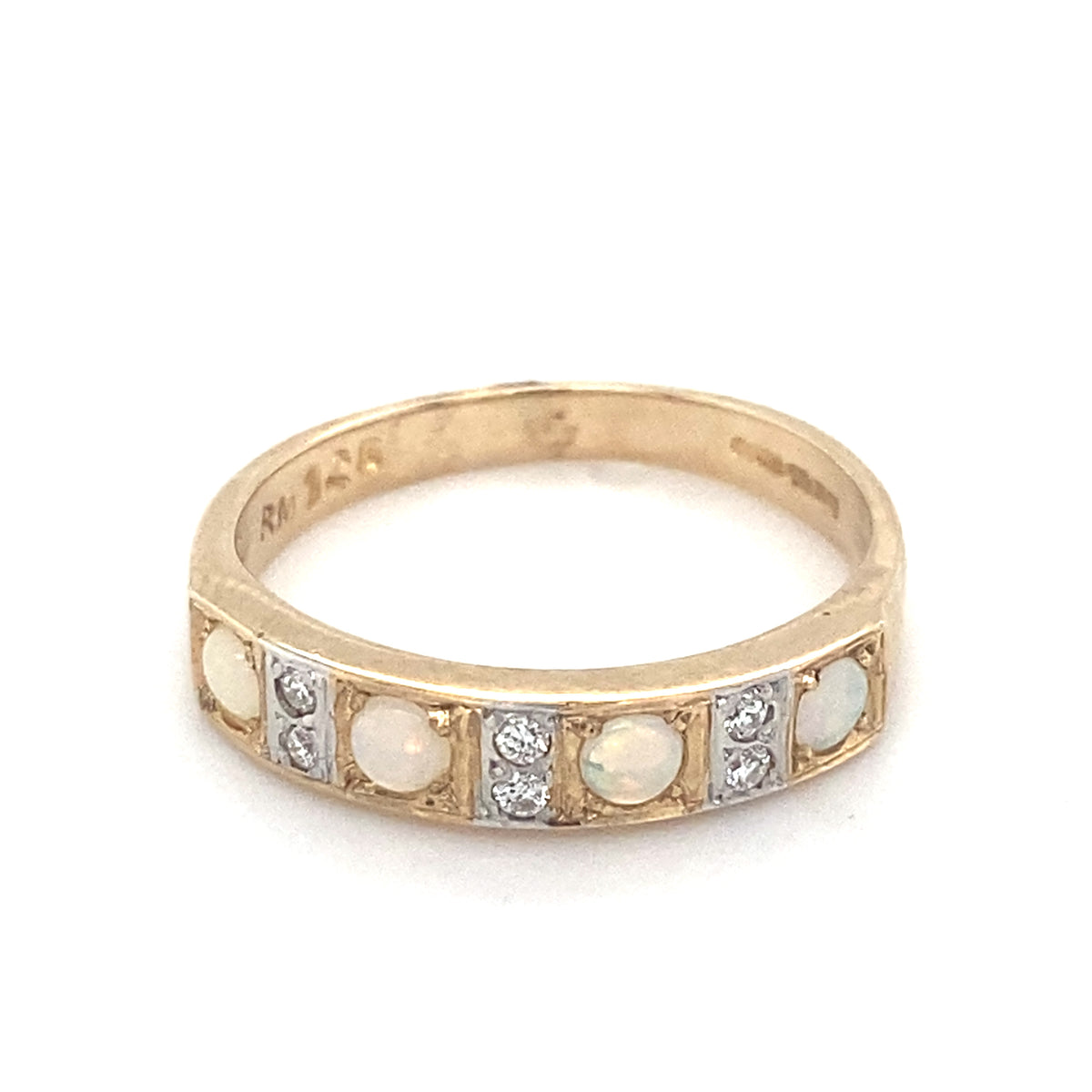 9kt Gold Handmade Opal &amp; Diamond Ring