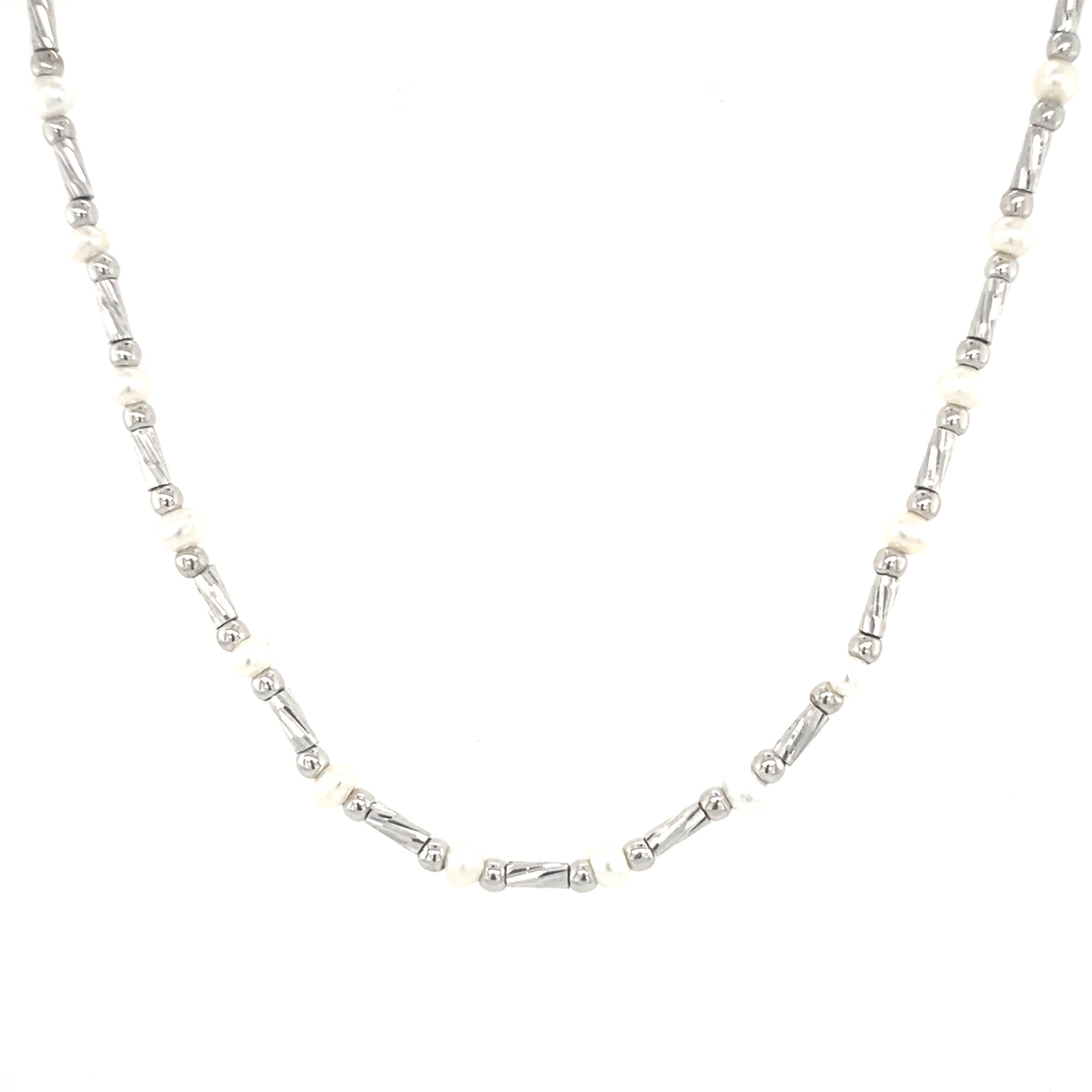 Sterling Silver Necklace with Small Pearls