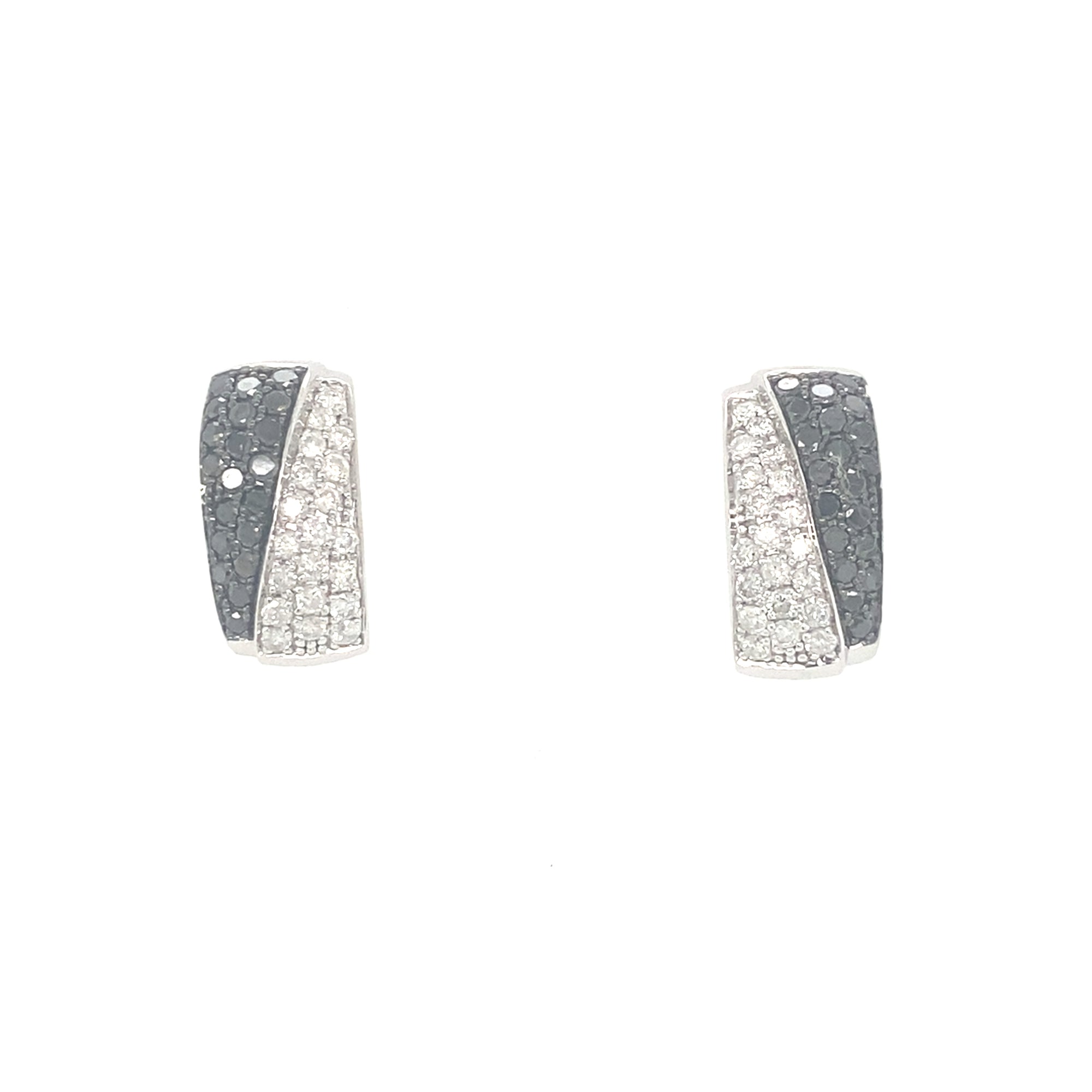 14kt White Gold White &amp; Black Diamond Earrings