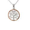 Sterling Silver Tree of Life Pendant with Rose Gold Surround
