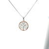 Sterling Silver Tree of Life Pendant with Rose Gold Surround