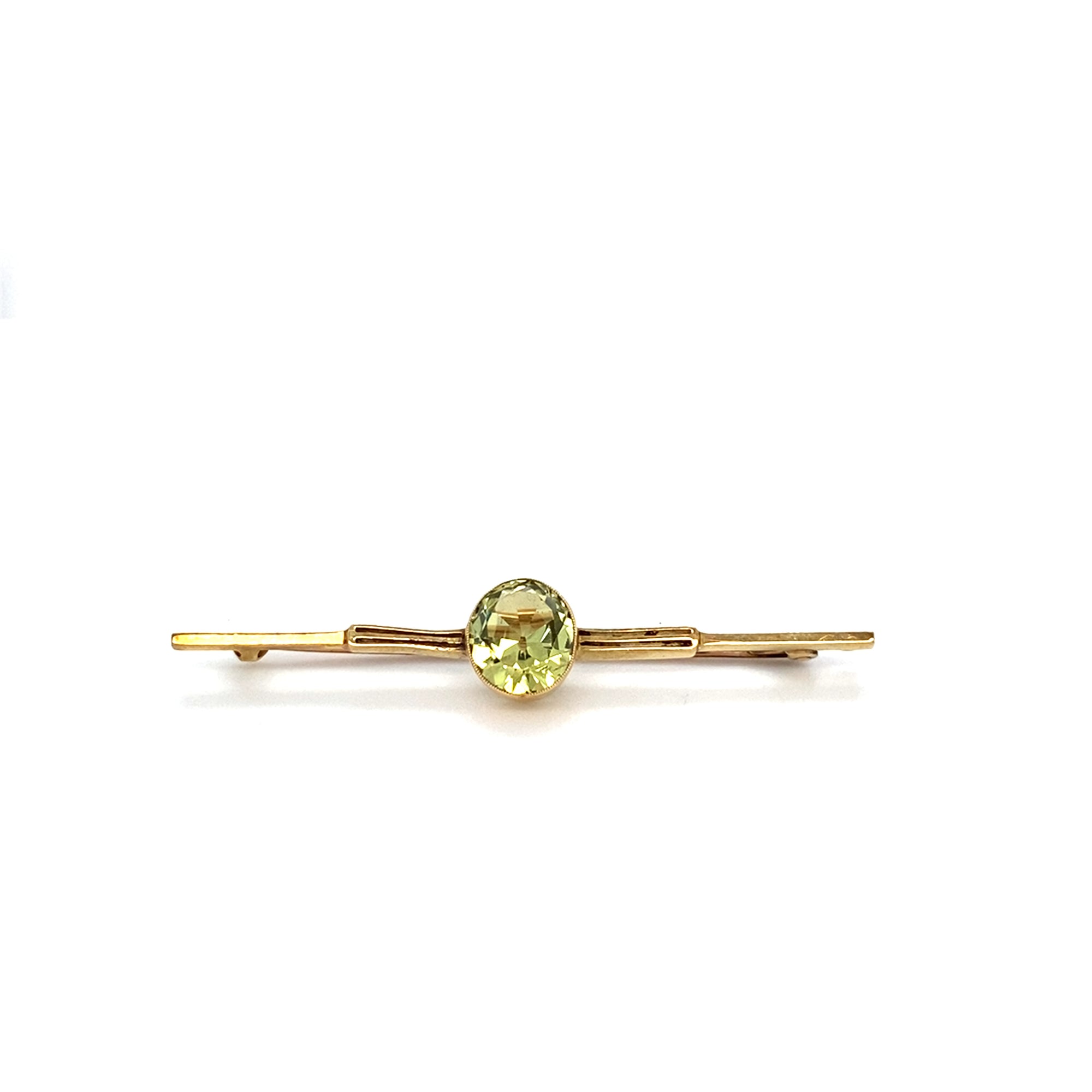 9kt Gold Antique Brooch with Peridot Stone