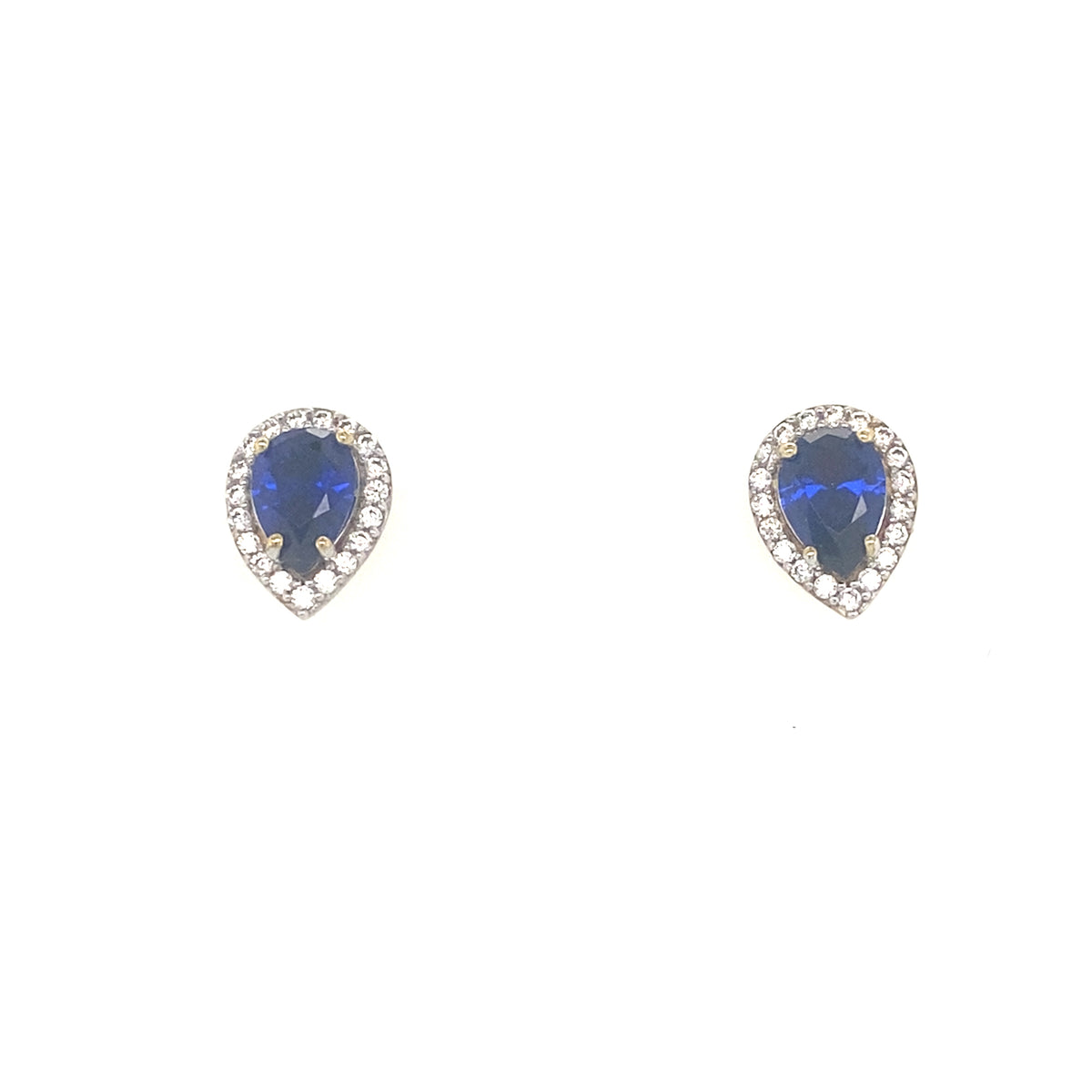 9kt Gold Pear Shaped Sapphire Coloured Earrings