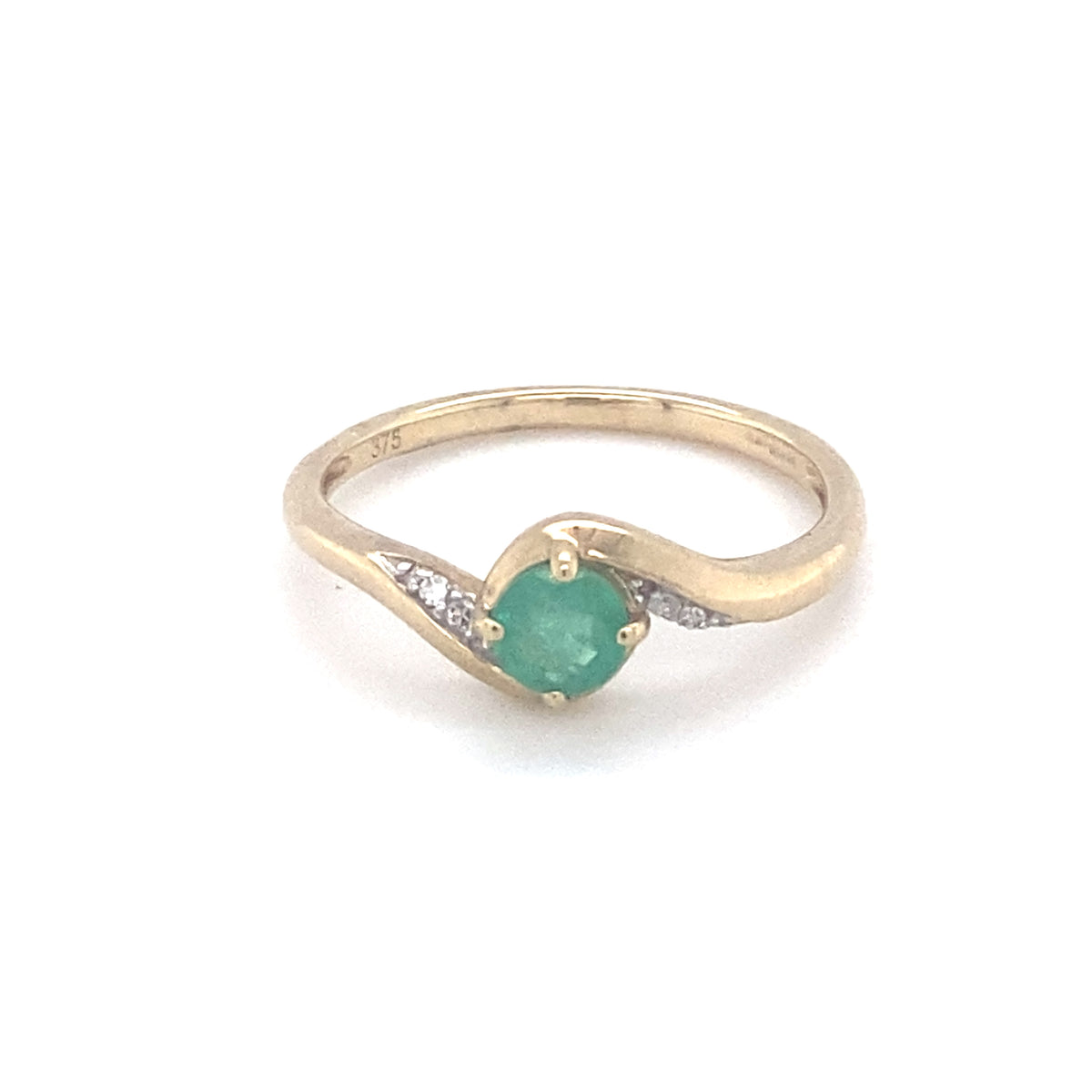 9kt Gold Emerald &amp; Diamond Ring