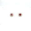 Sterling Silver Earrings with a Red Stone Centre