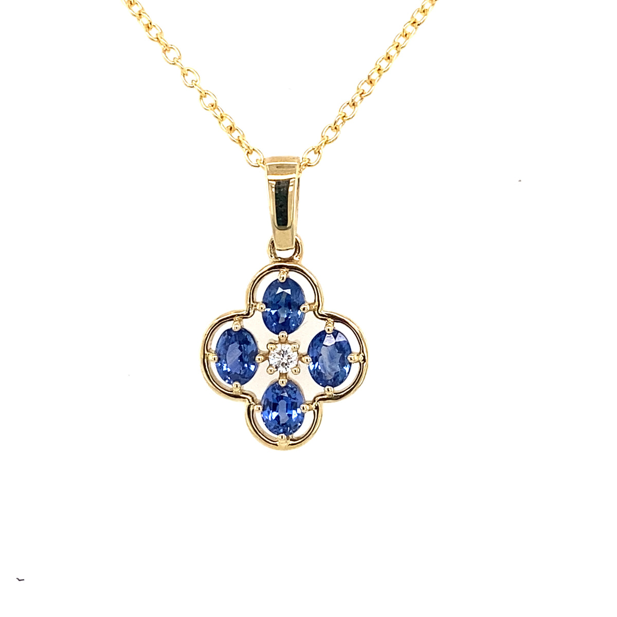 9kt Gold Pendant with Sapphire &amp; Diamond