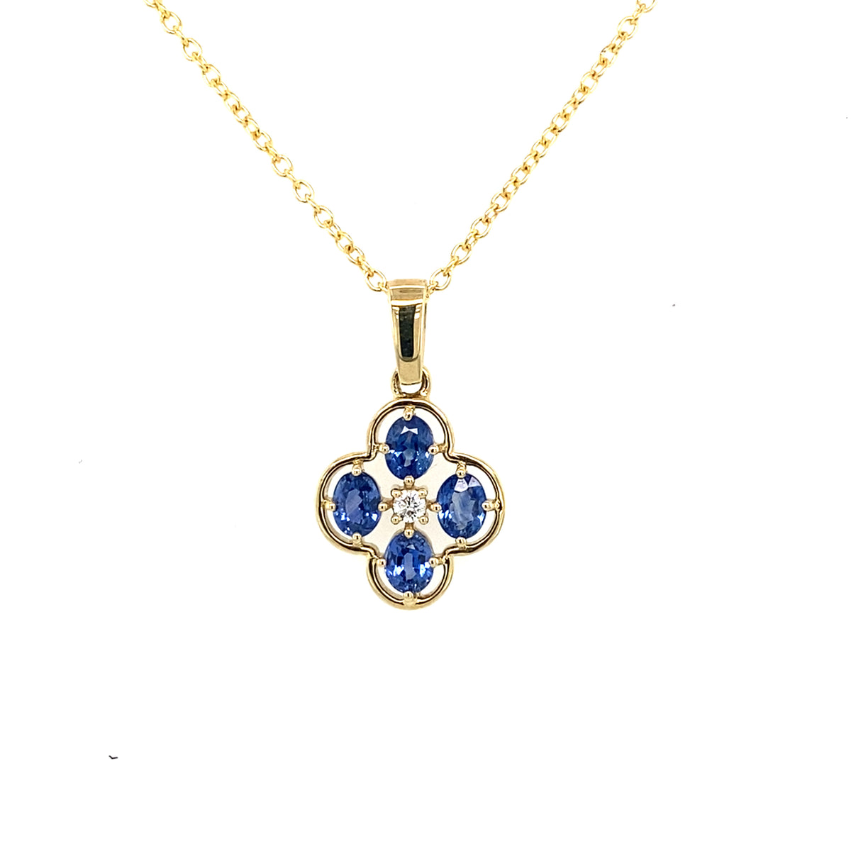 9kt Gold Pendant with Sapphire &amp; Diamond