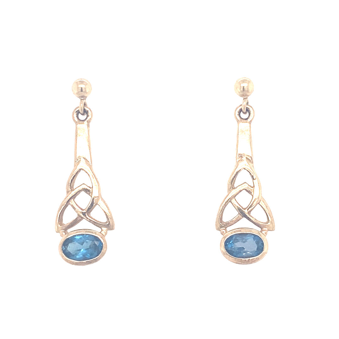9kt Gold Drop Earrings with Aquamarine Stone