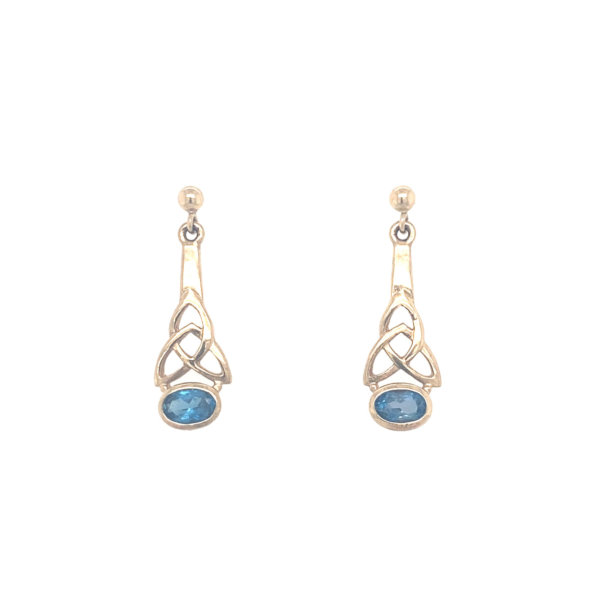 9kt Gold Drop Earrings with Aquamarine Stone