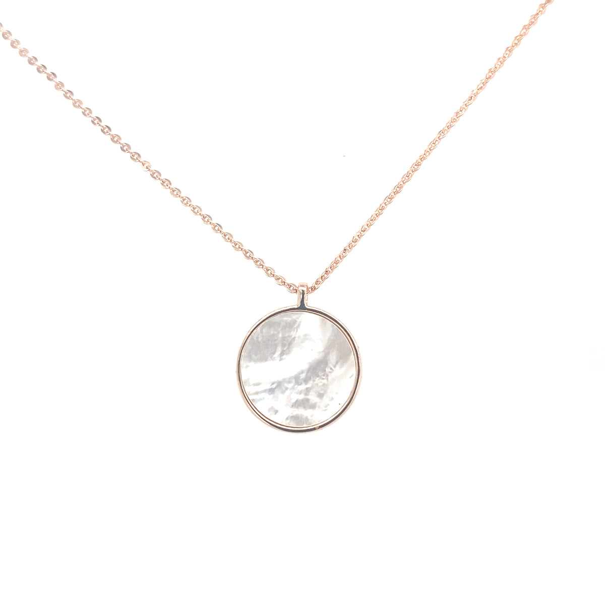 Rose Gold Coloured Pendant with a Mother of Pearl Style Stone